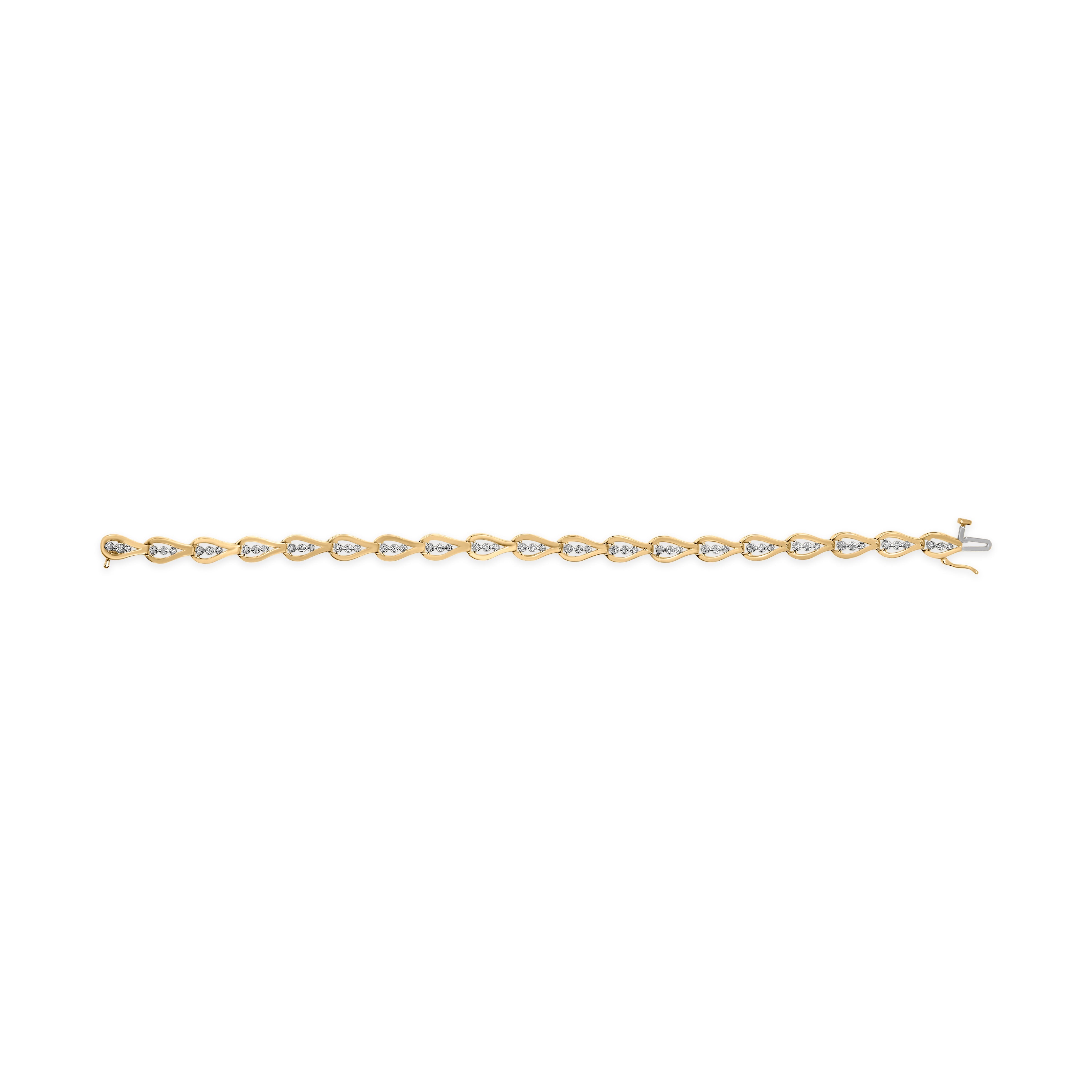 10k Yellow Gold 1/3 Cttw Diamond 3 Stone Teardrop Design Link Bracelet I-J Color, I1-I2 Clarity - 7.25" Inches on sale at MyriadMart