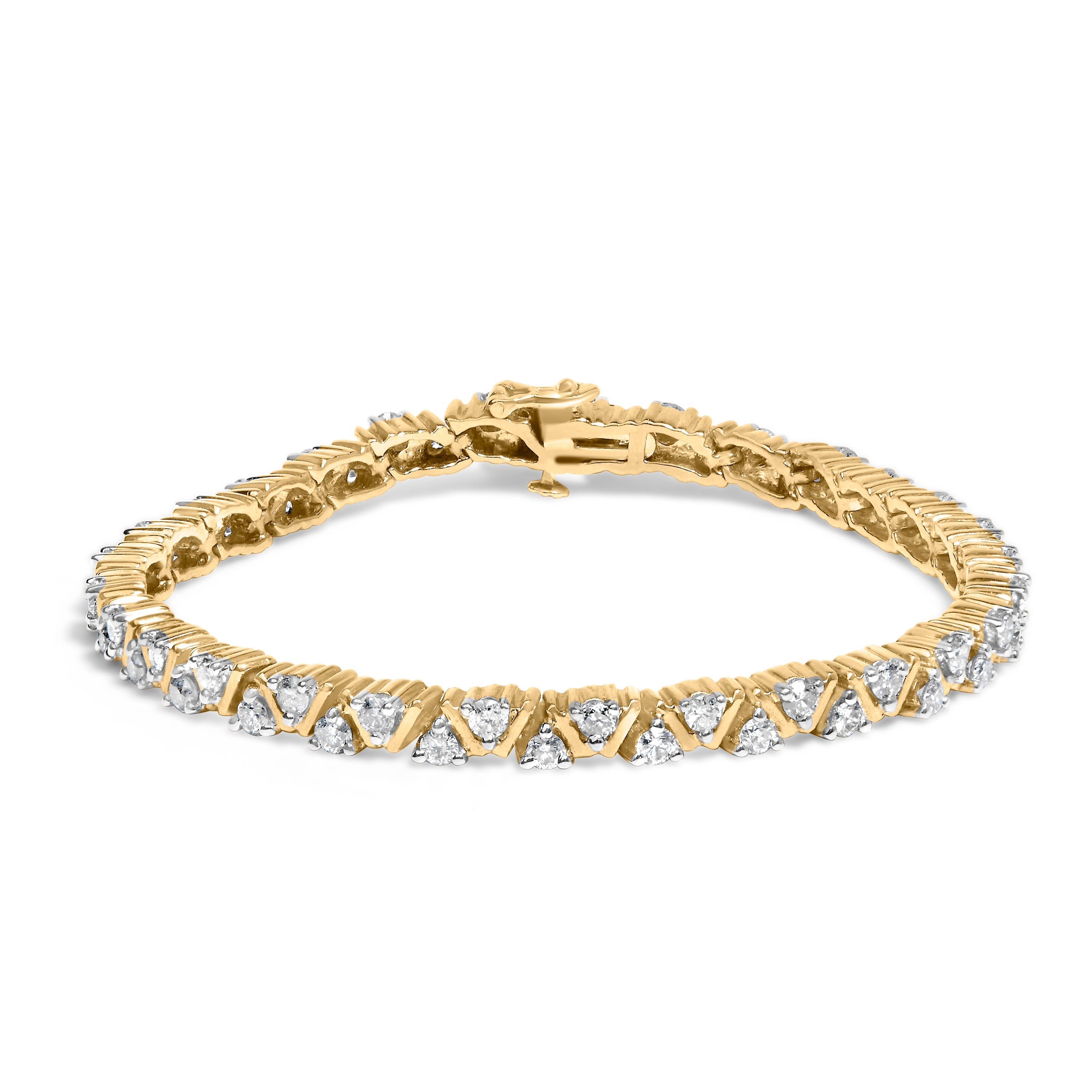 14K Yellow Gold 4.00 Cttw Diamond Triangle Link Tennis Bracelet H-I Color, I1-I2 Clarity - 7" Inches on sale at MyriadMart