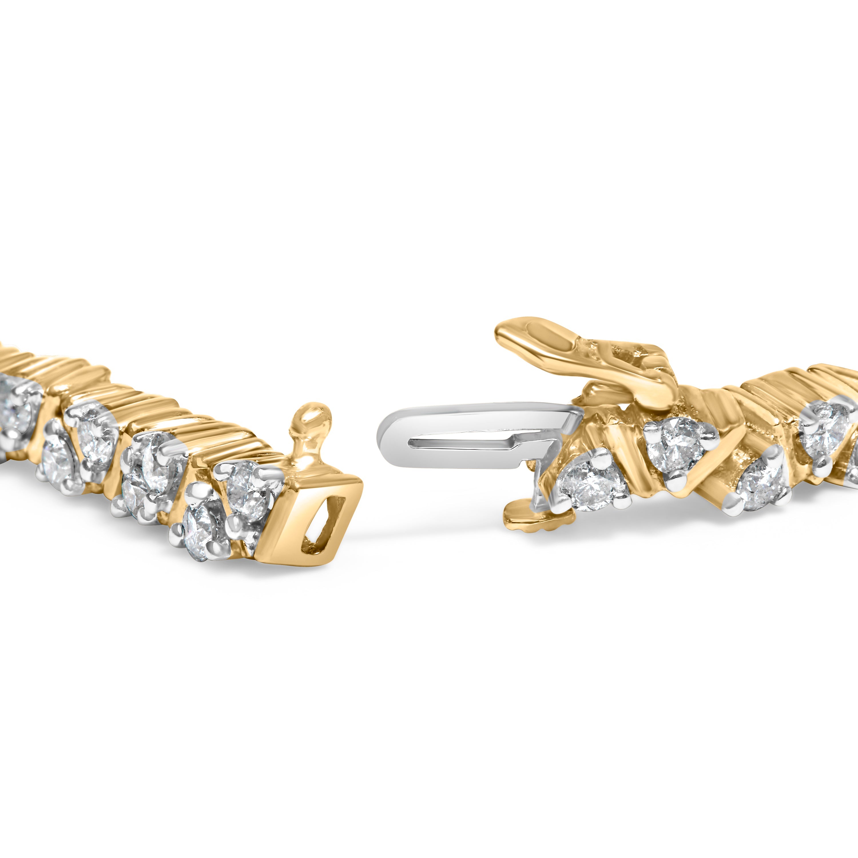 14K Yellow Gold 4.00 Cttw Diamond Triangle Link Tennis Bracelet H-I Color, I1-I2 Clarity - 7" Inches on sale at MyriadMart