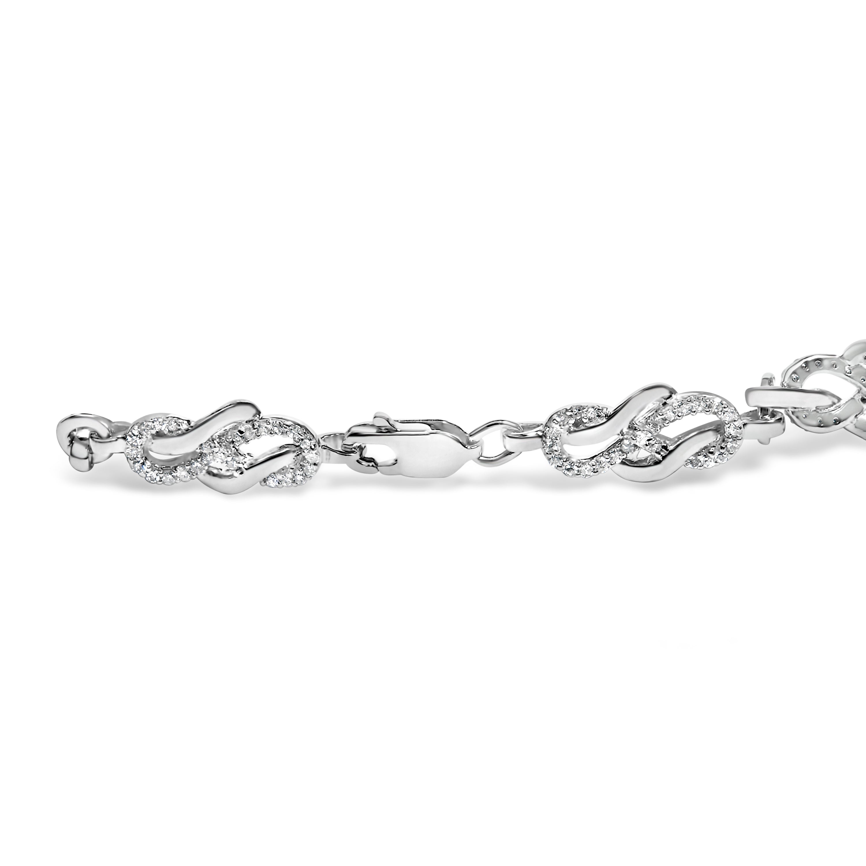 .925 Sterling Silver 1.0 Cttw Diamond Infinity Loop and Swirl Link Bracelet I-J Color, I2-I3 Clarity - 7.25" Inches on sale at MyriadMart