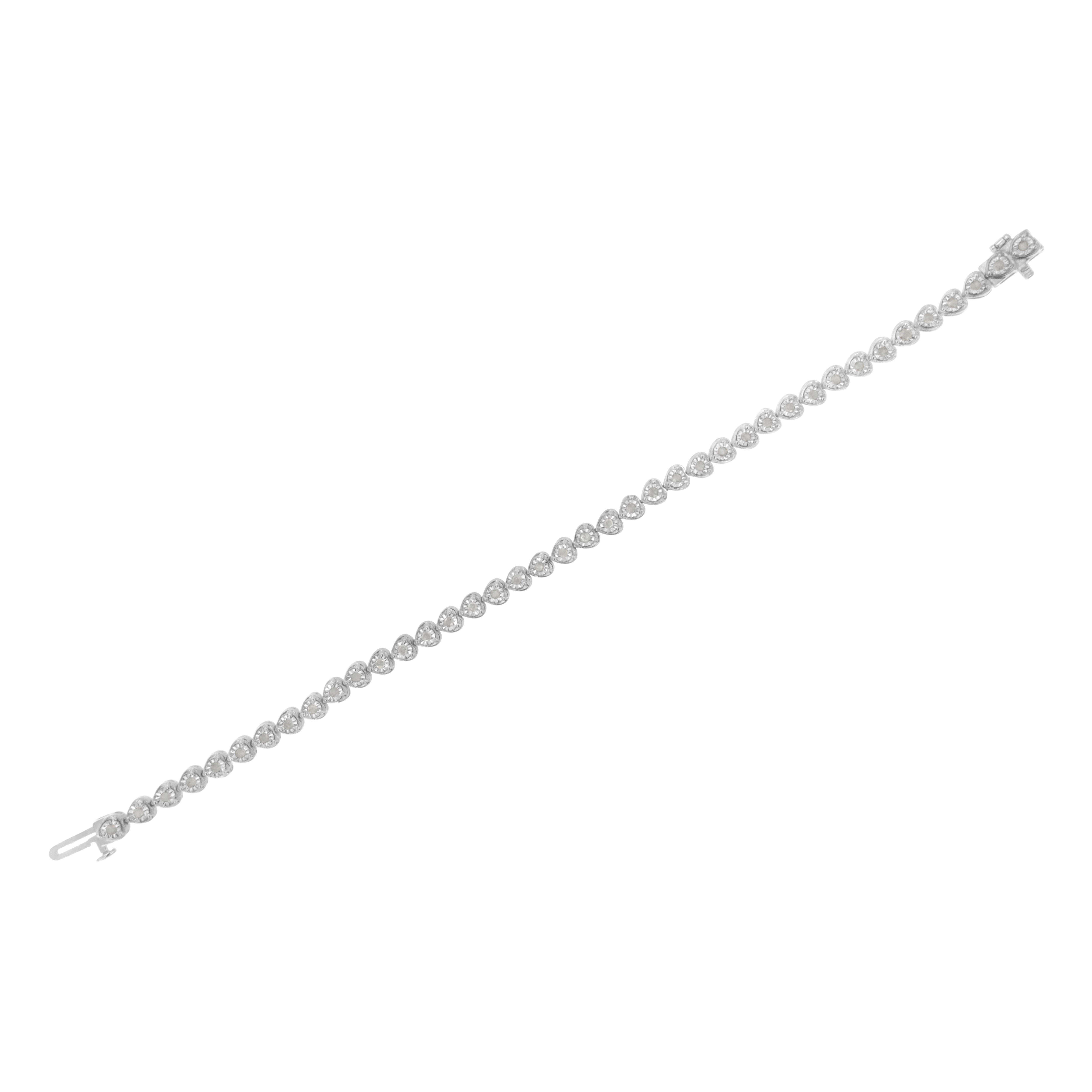 .925 Sterling Silver 1.0 Cttw Miracle Set Diamond Heart-Link 7" Tennis Bracelet I-J Color, I2-I3 Clarity on sale at MyriadMart