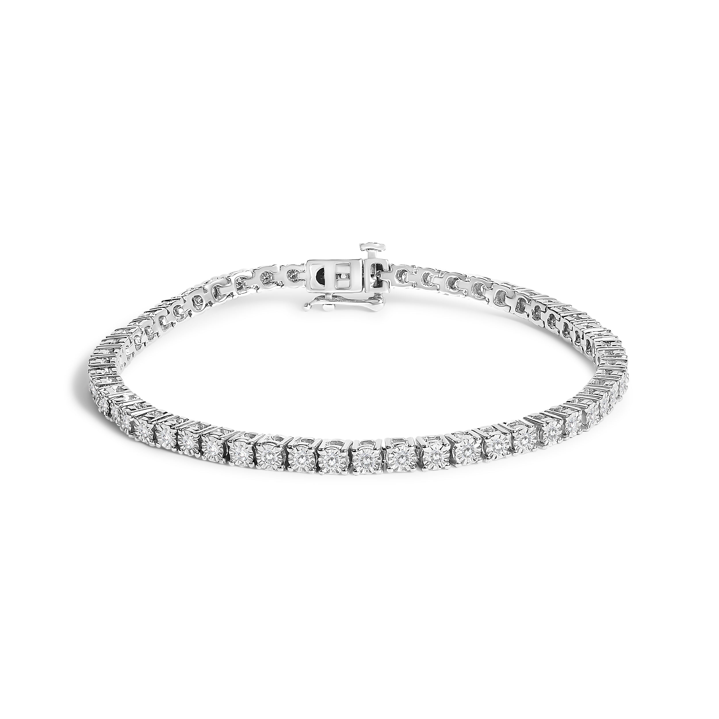 .925 Sterling Silver 3.0 Cttw Lab Grown Diamond Illusion-Set Miracle Plate Tennis Bracelet G-H Color, VS1-VS2 Clarity - Size 7.25" on sale at MyriadMart