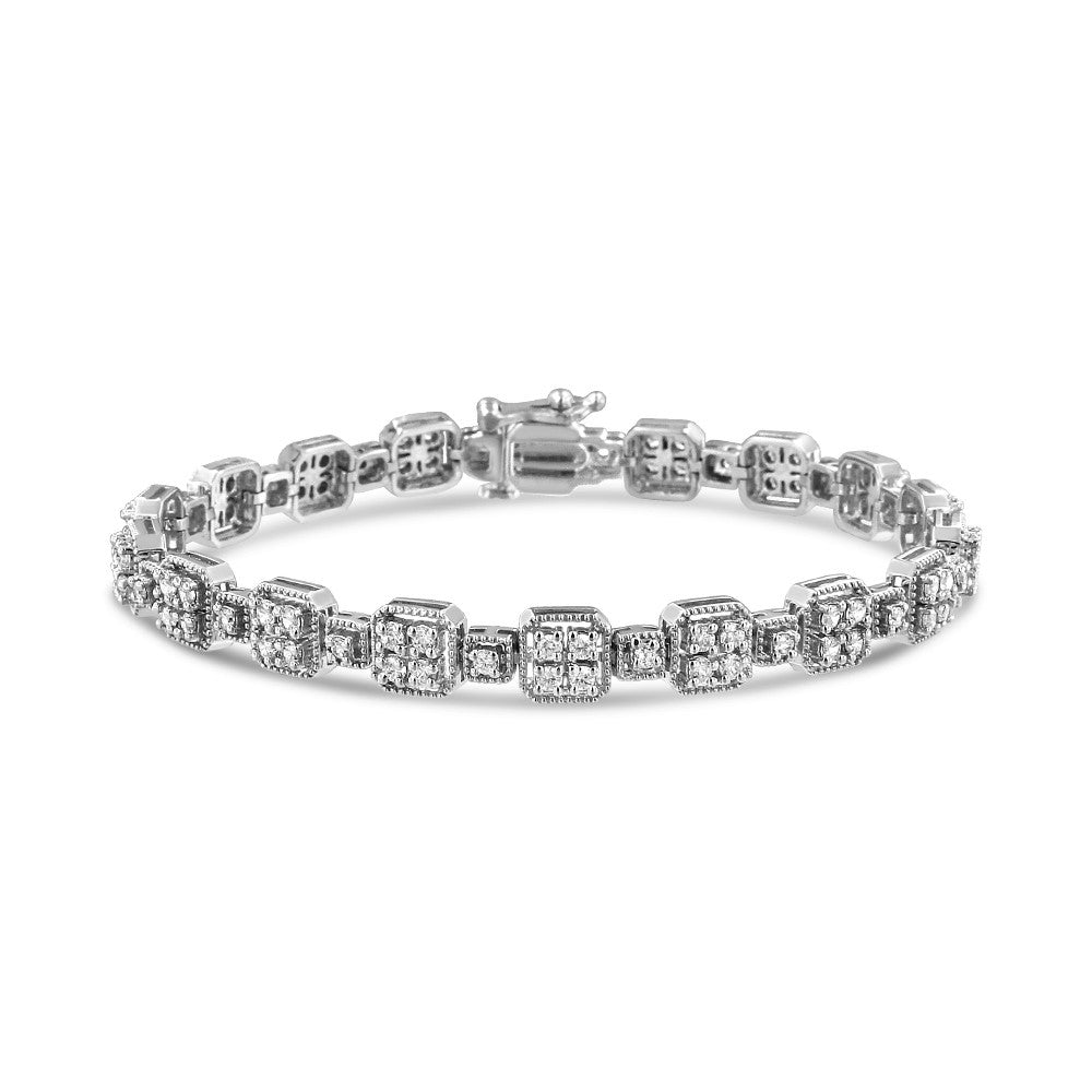 10K White Gold 2.0 Cttw Diamond Square Link Bracelet J-K Color, I2-I3 Clarity - Size 7.25" on sale at MyriadMart