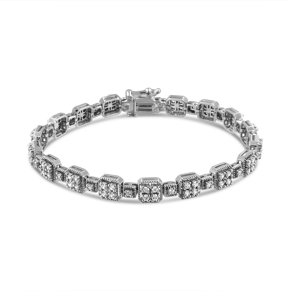 10K White Gold 2.0 Cttw Diamond Square Link Bracelet J-K Color, I2-I3 Clarity - Size 7.25" on sale at MyriadMart