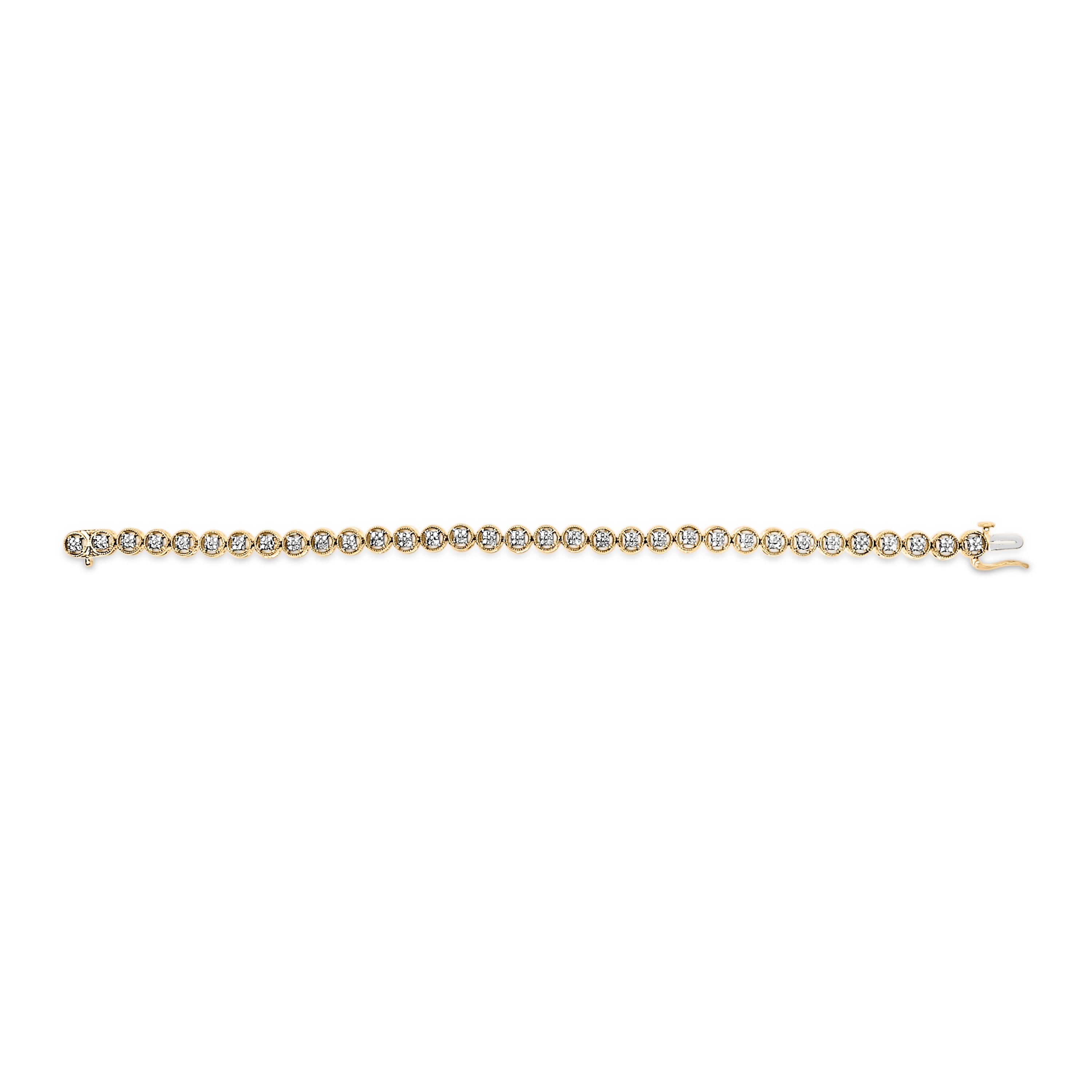 14K Yellow Gold Plated .925 Sterling Silver 1/10 Cttw Diamond Open Circle Beaded Wheel Link Tennis Bracelet I-J Color, I3 Clarity - 7.25" on sale at MyriadMart