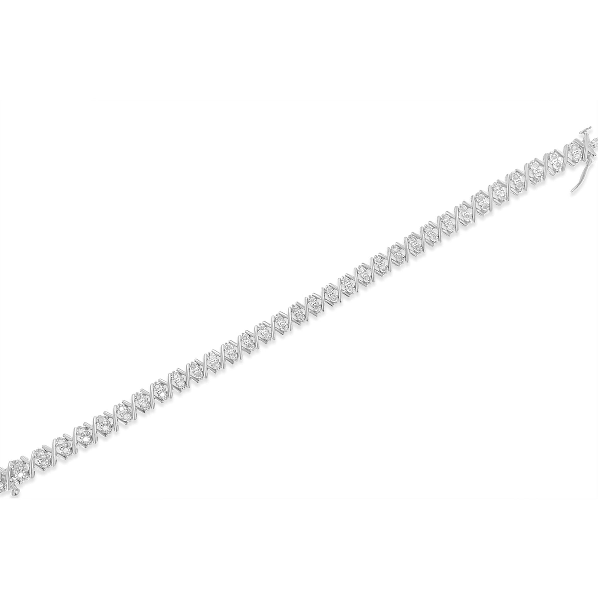 .925 Sterling Silver 1.0 Cttw Diamond Miracle-Set X-Link 7" Tennis Bracelet I-J Color, I3 Clarity on sale at MyriadMart