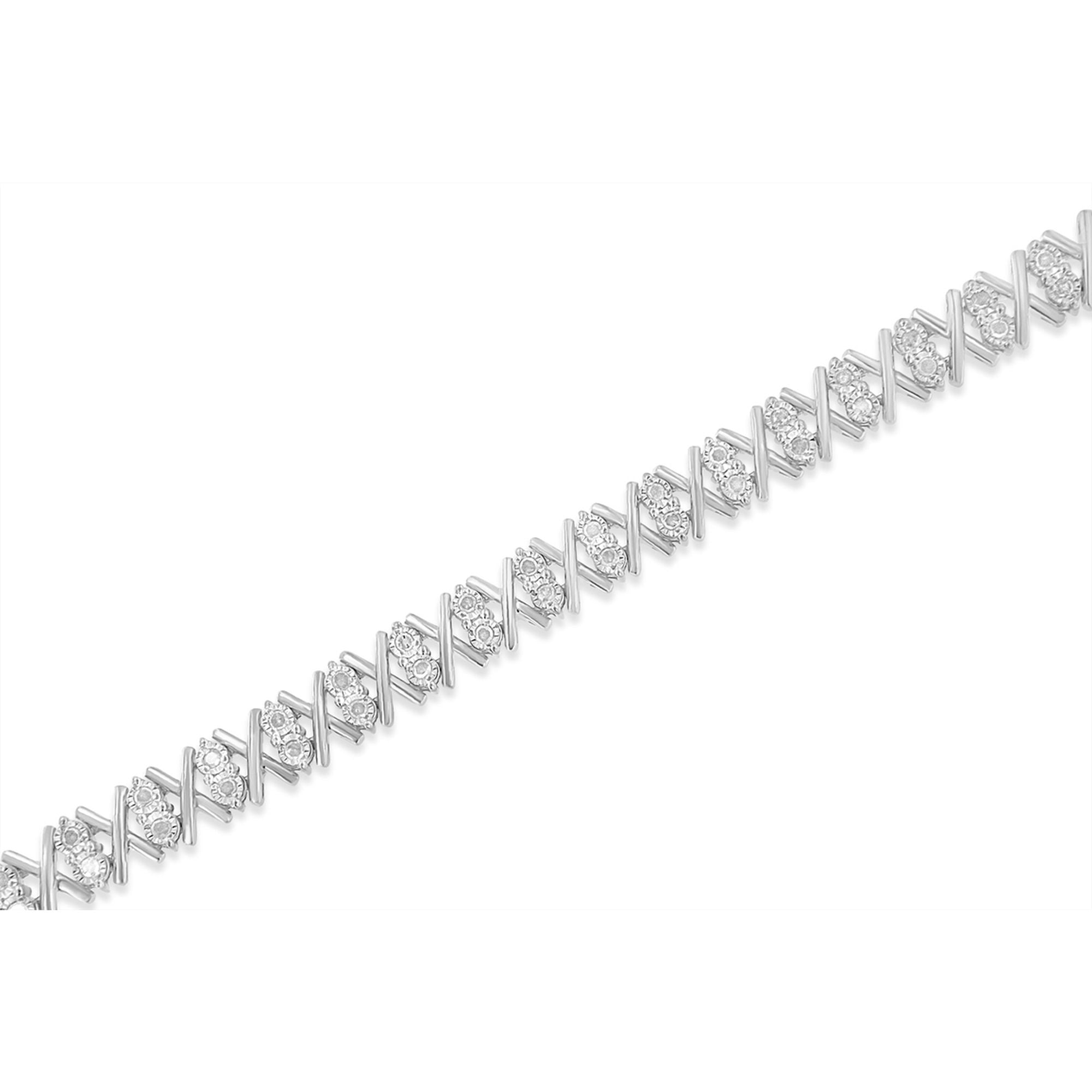 .925 Sterling Silver 1.0 Cttw Diamond Miracle-Set X-Link 7" Tennis Bracelet I-J Color, I3 Clarity on sale at MyriadMart