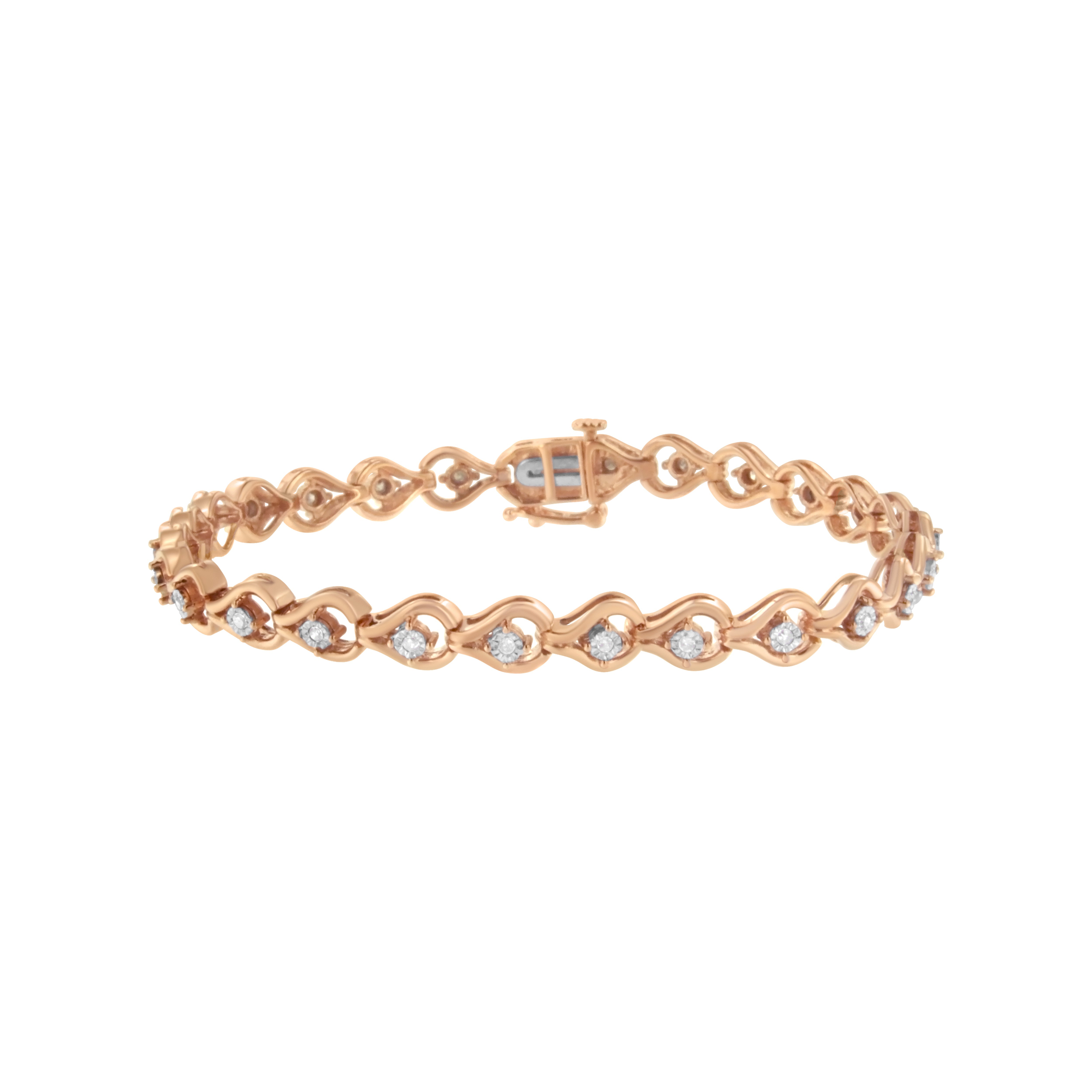 .925 Sterling Silver 1/4 Cttw Diamond Miracle-Set Teardrop Shaped 7†Link Bracelet I-J Color, I3 Clarity on sale at MyriadMart
