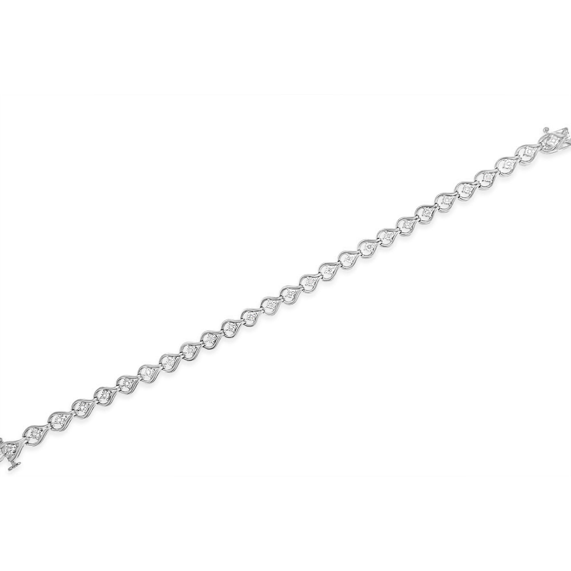 .925 Sterling Silver 1/4 Cttw Diamond Miracle-Set Teardrop Shaped 7†Link Bracelet I-J Color, I3 Clarity on sale at MyriadMart