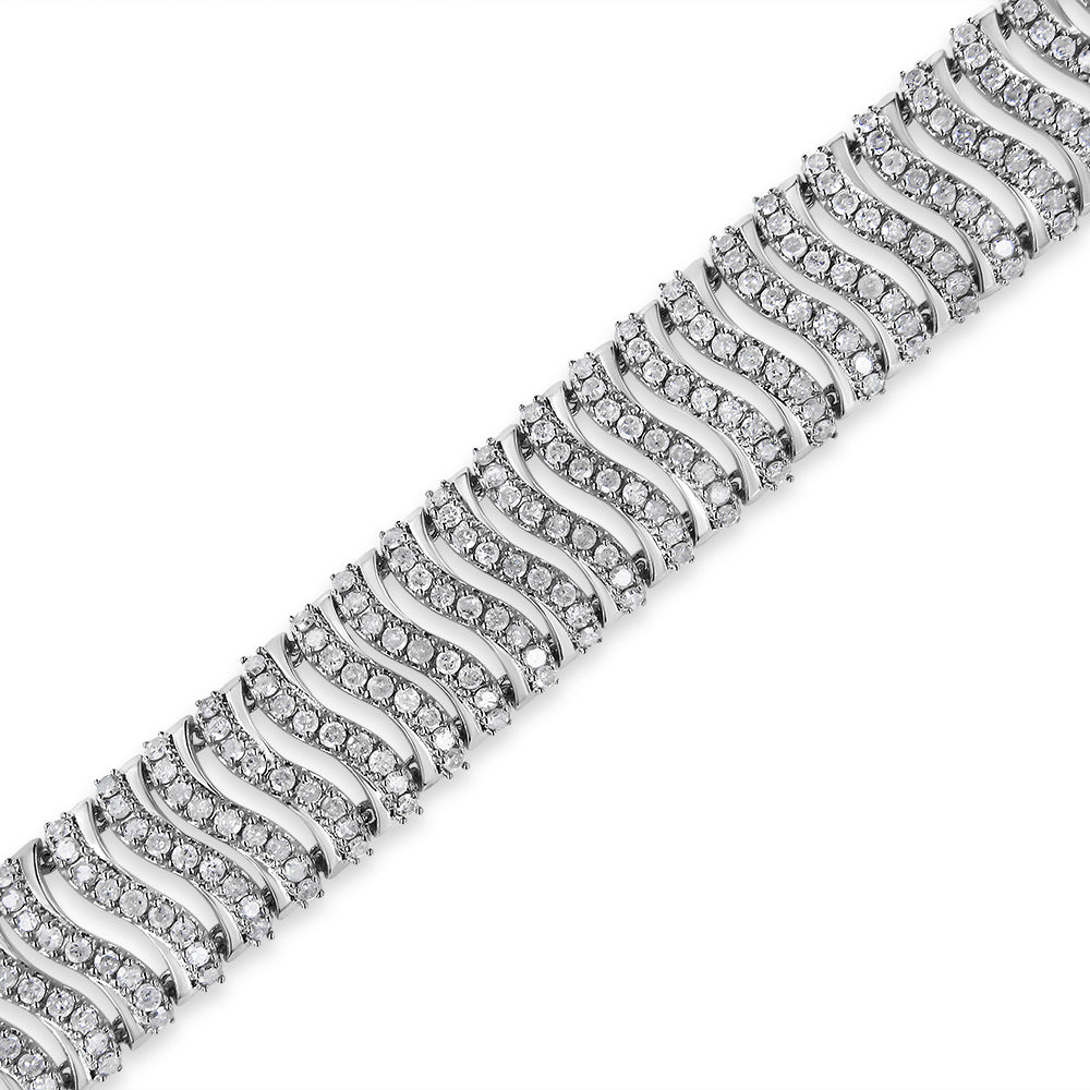.925 Sterling Silver 5.00 Cttw Round-Cut Diamond "S" Link Bracelet I-J Color, I3 Clarity - Size 7.25 on sale at MyriadMart