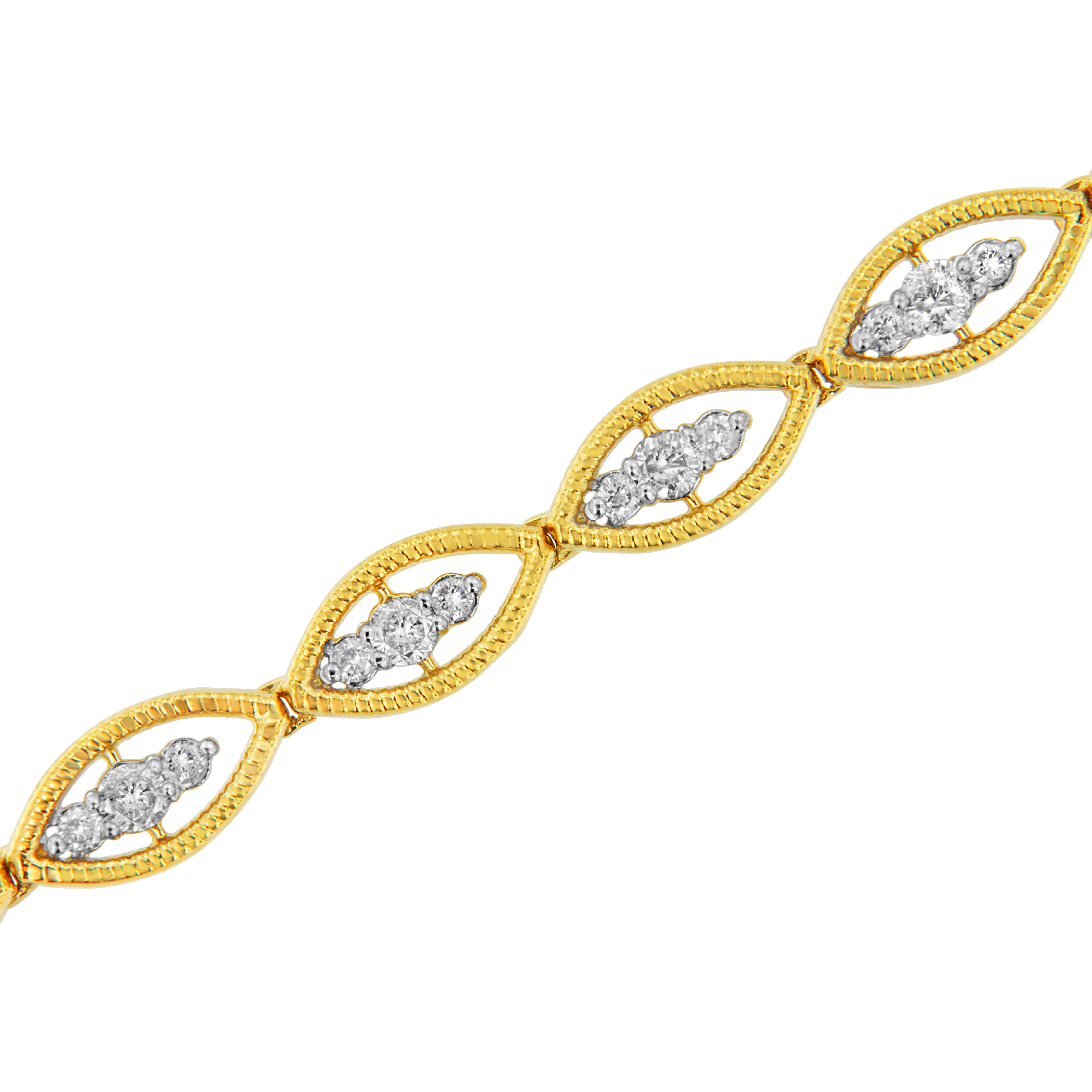 10K Yellow Gold Plated .925 Sterling Silver 1 cttw Prong Set Round-Cut Diamond Link Bracelet J-K Color, I1-I2 Clarity - 7.25" on sale at MyriadMart