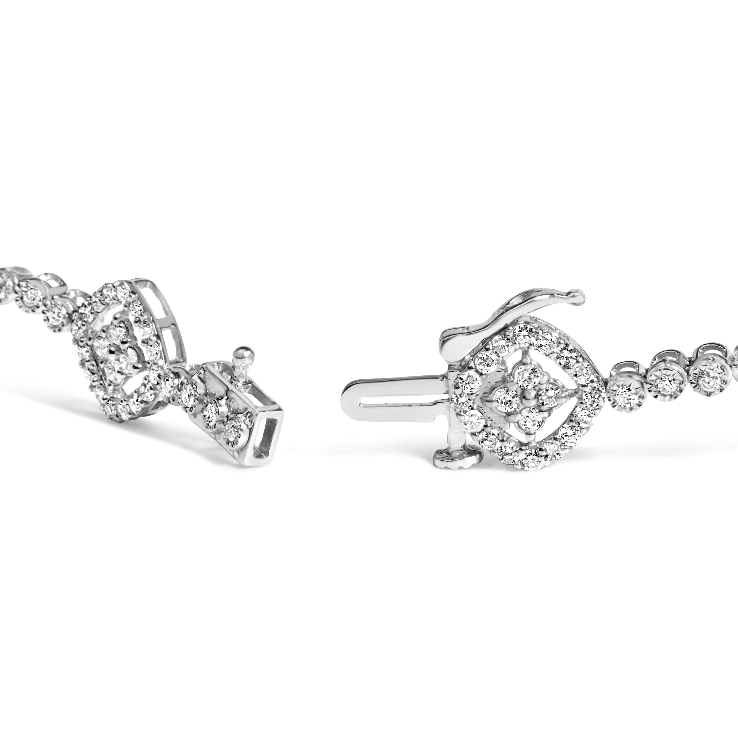 .925 Sterling Silver 3.0 Cttw Diamond Halo Square Shape Link Bracelet I-J Color, I3 Clarity - 7.25" on sale at MyriadMart