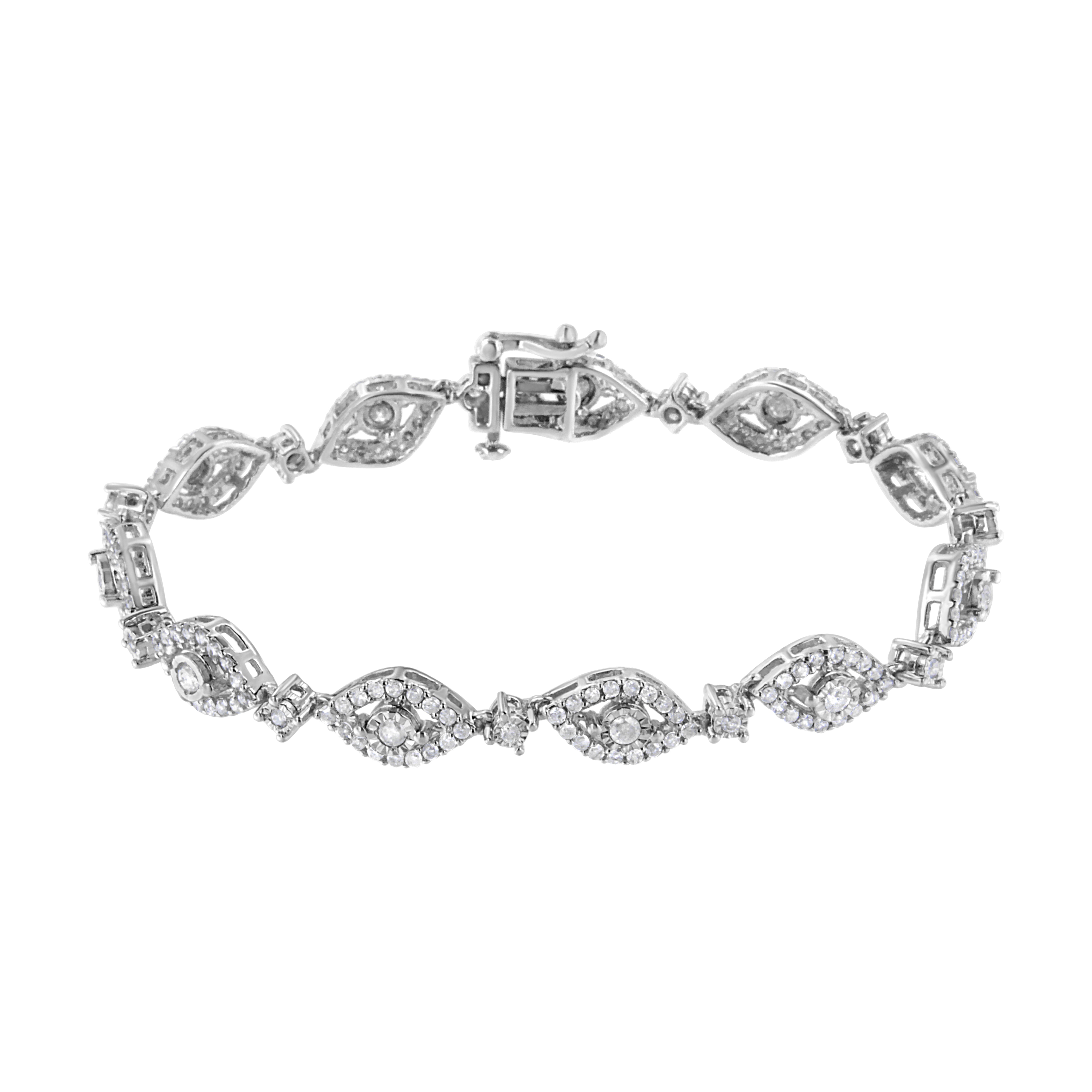.925 Sterling Silver 2 1/2 Cttw Diamond Pear Shaped and Bezel Link Bracelet I-J Color, I2-I3 Clarity - 7.5 " on sale at MyriadMart