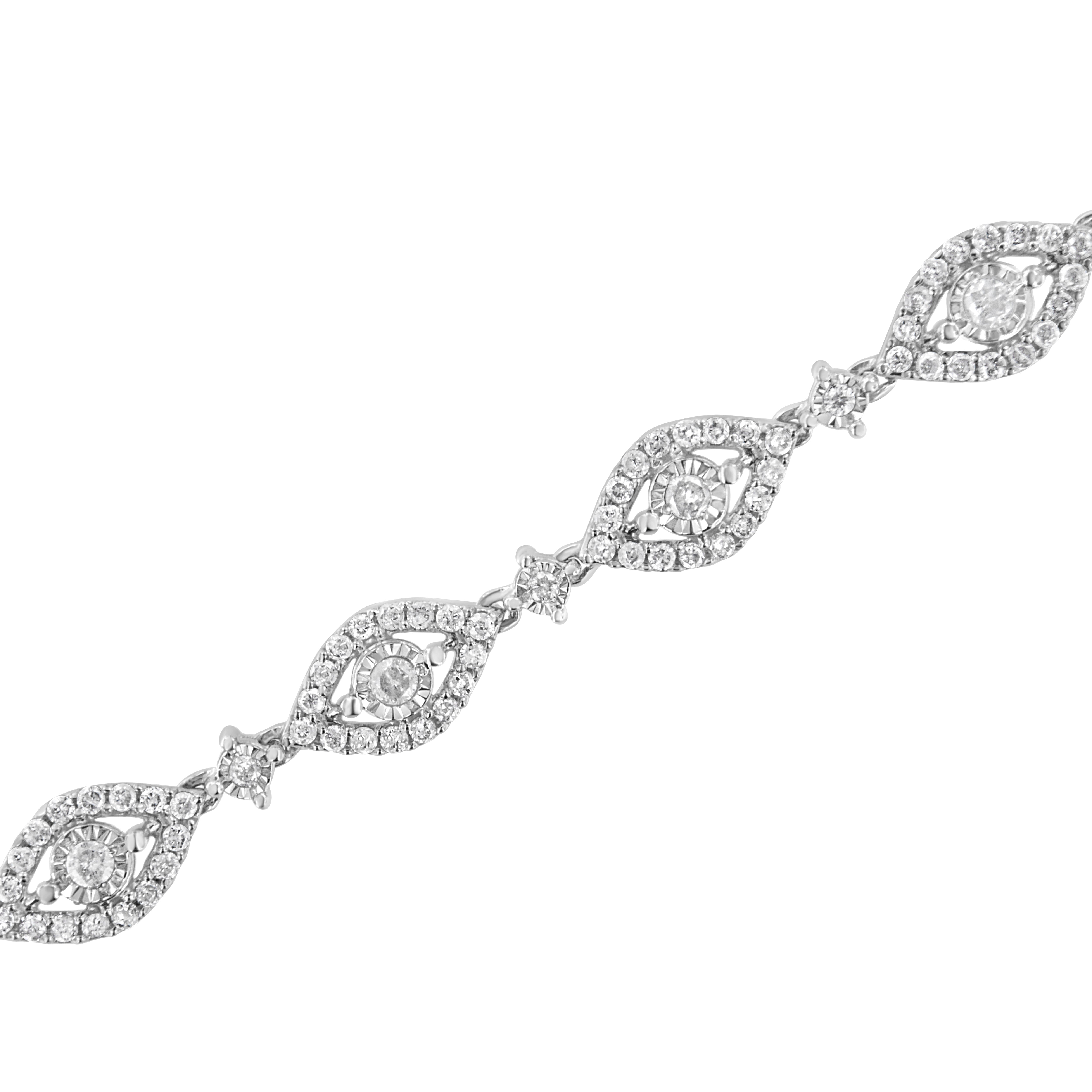 .925 Sterling Silver 2 1/2 Cttw Diamond Pear Shaped and Bezel Link Bracelet I-J Color, I2-I3 Clarity - 7.5 " on sale at MyriadMart