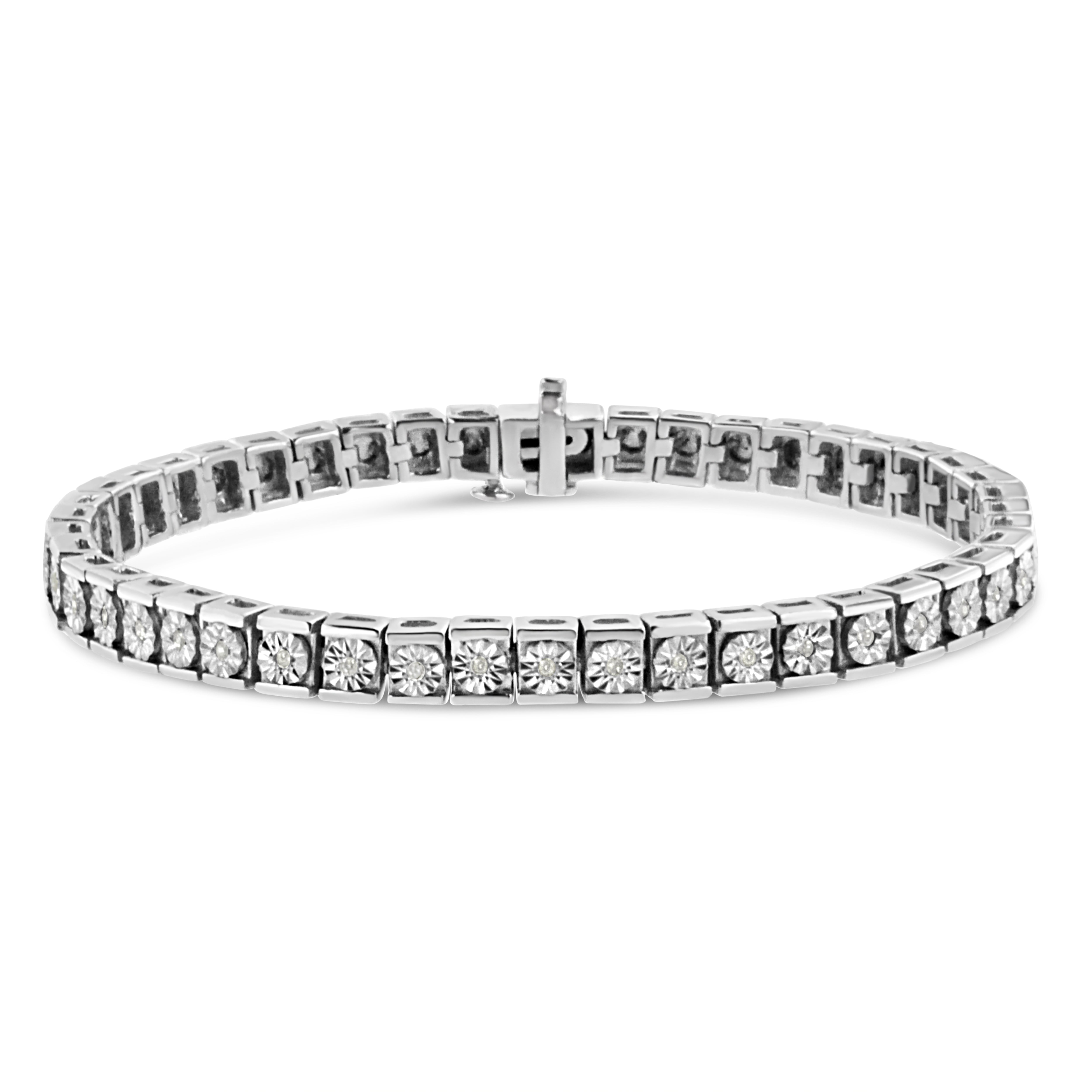 .925 Sterling Silver Miracle Set Diamond Accent Classic Tennis Bracelet I-J Color, I2-I3 Clarity - 7.25" on sale at MyriadMart