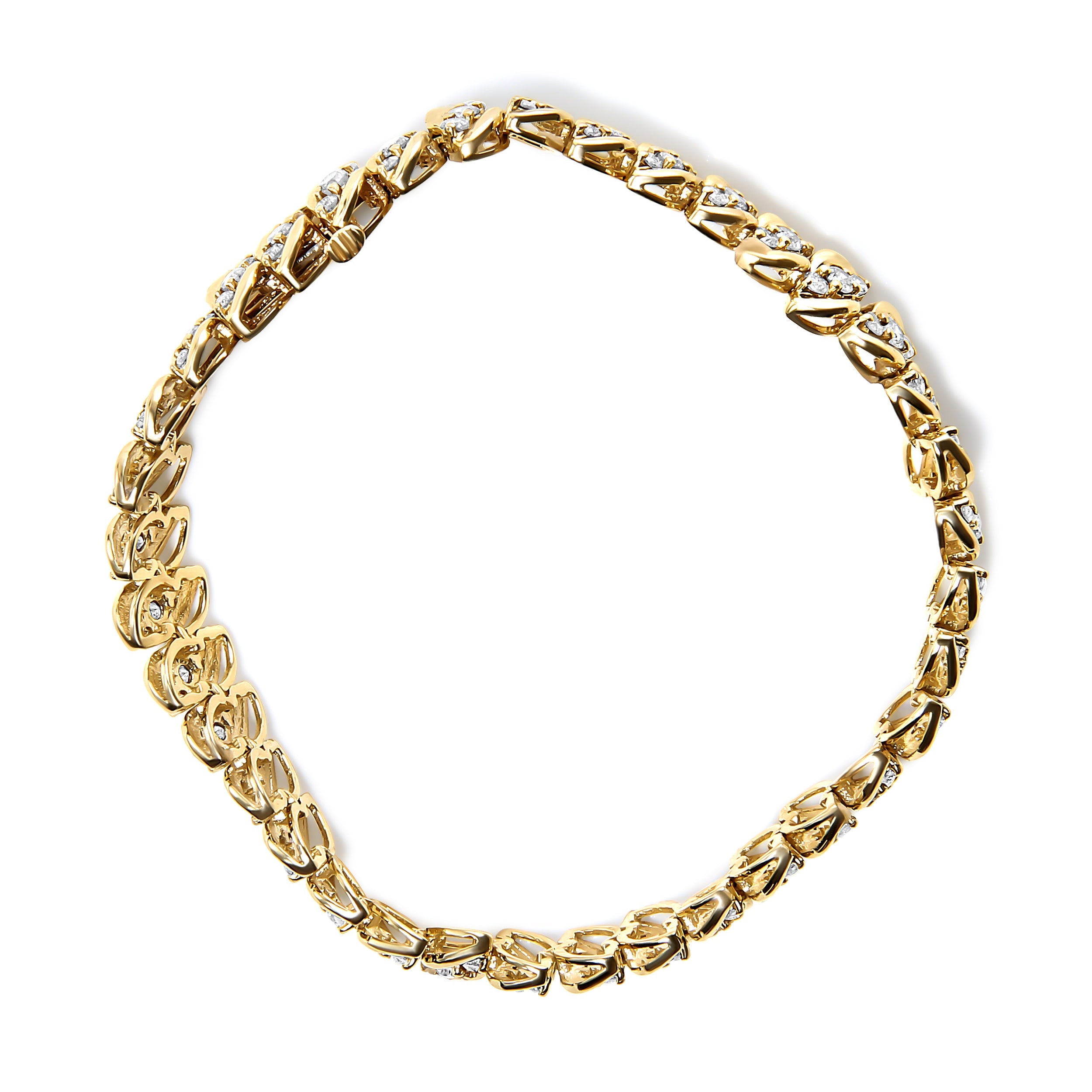 10K Yellow Gold 5.0 Cttw Diamond Double Row S-Link Cuban Bracelet J-K Color, I2-I3 Clarity - 7.25" Inches on sale at MyriadMart