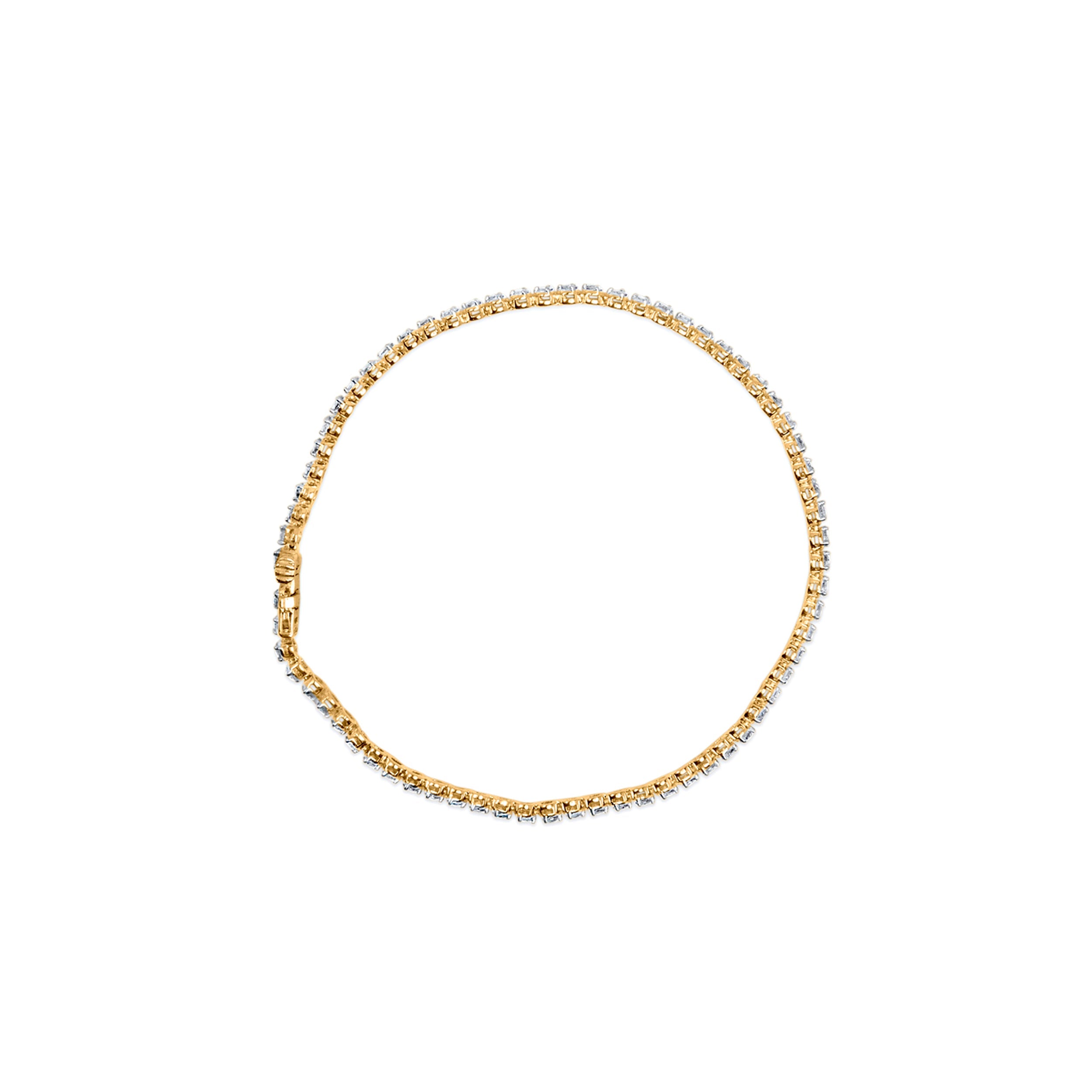 10K Yellow Gold Plated Sterling Silver 1.0 Cttw Round Diamond Tennis Bracelet on sale at MyriadMart