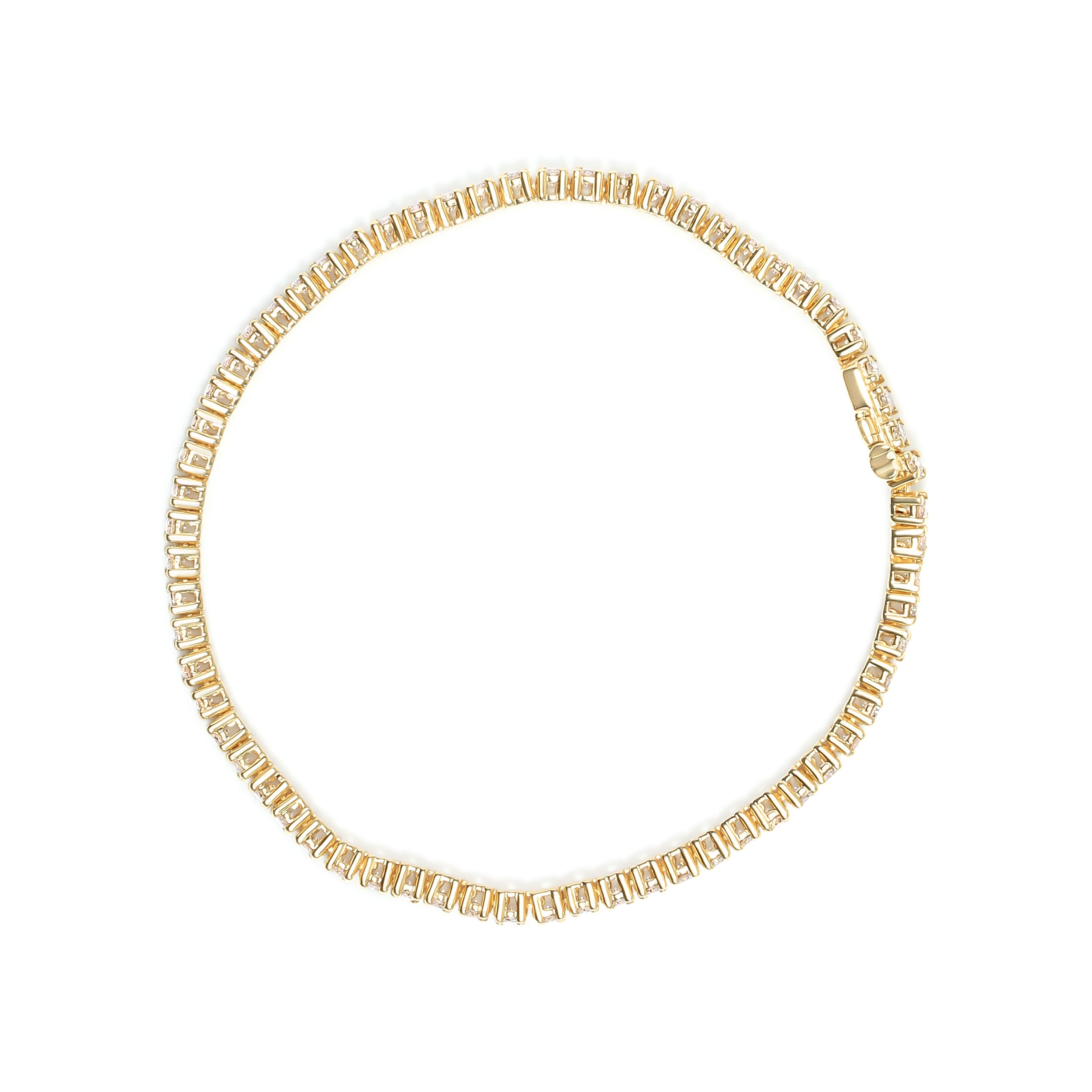 14K Yellow Gold 6.0 Cttw Classic 4 Prong Set Round Brilliant Cut Diamond Tennis Bracelet K-L Color, VS2-SI1 Clarity - 7.25" on sale at MyriadMart