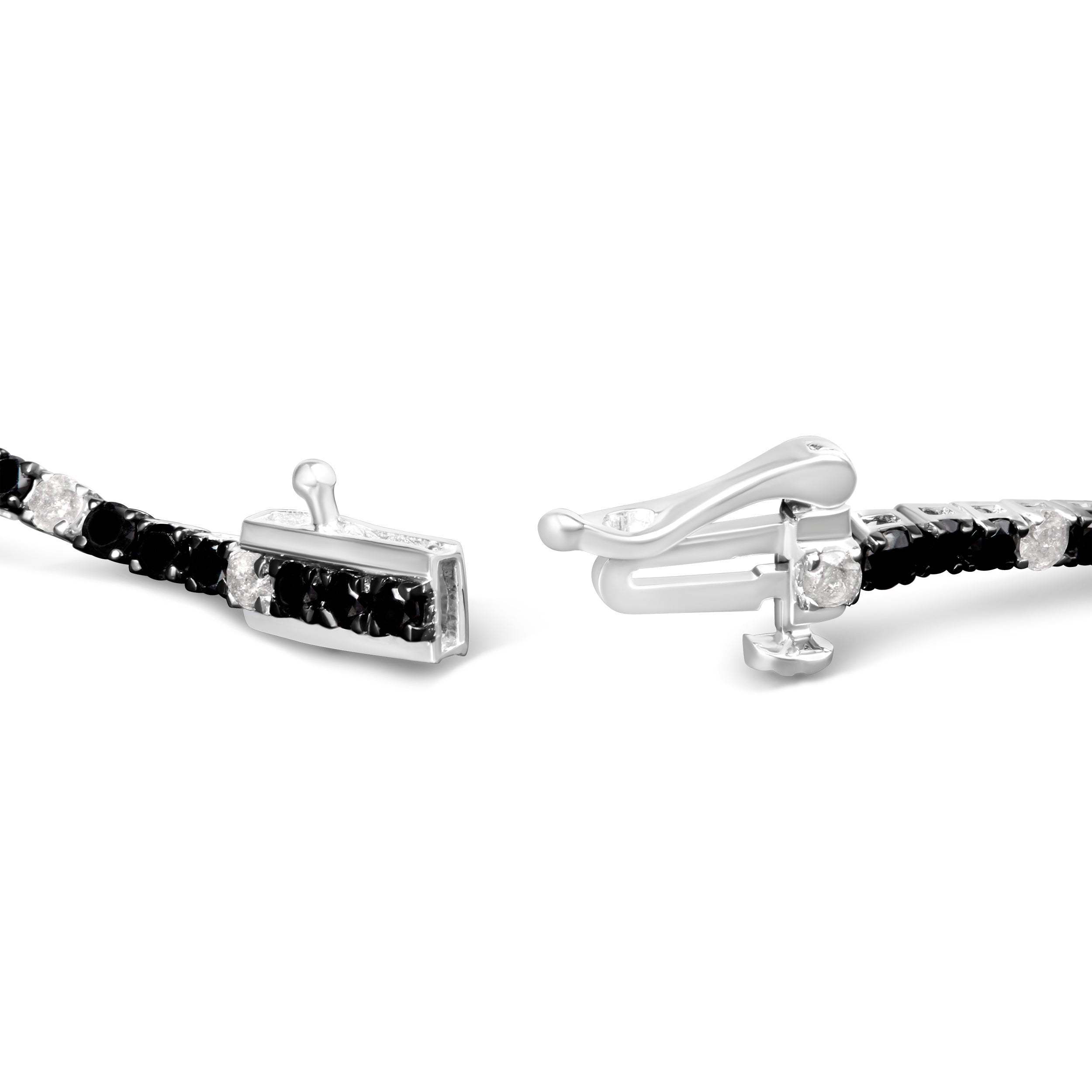 .925 Sterling Silver 3.0 Cttw Black and White Diamond Tennis Bracelet I-J Color, I2-I3 Clarity - 7.25" Inches on sale at MyriadMart