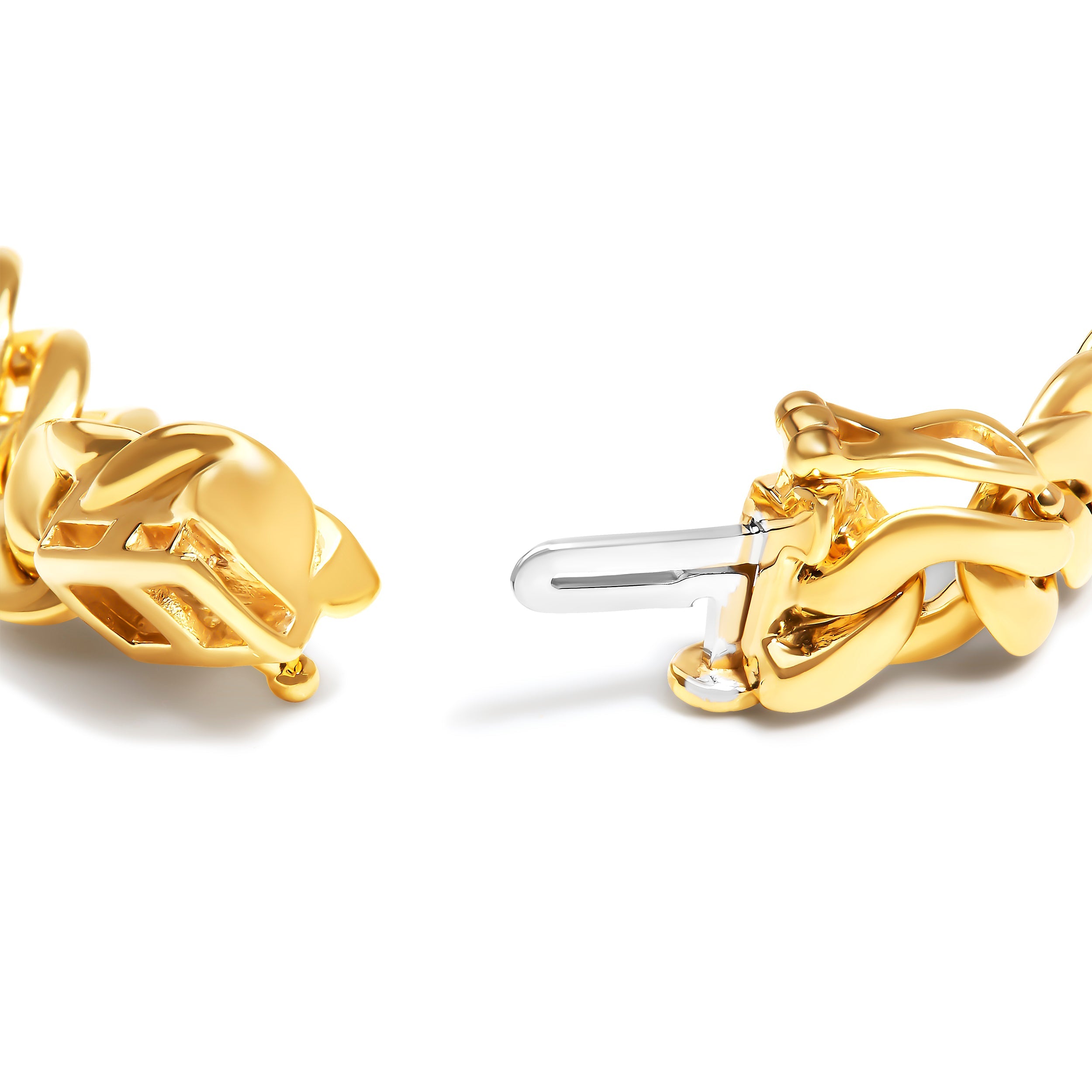 14K Yellow Gold Plated .925 Sterling Silver Diamond Accent Inlaid Cross Cuban Link Bracelet (I-J Color, I3 Clarity)- 7.25"