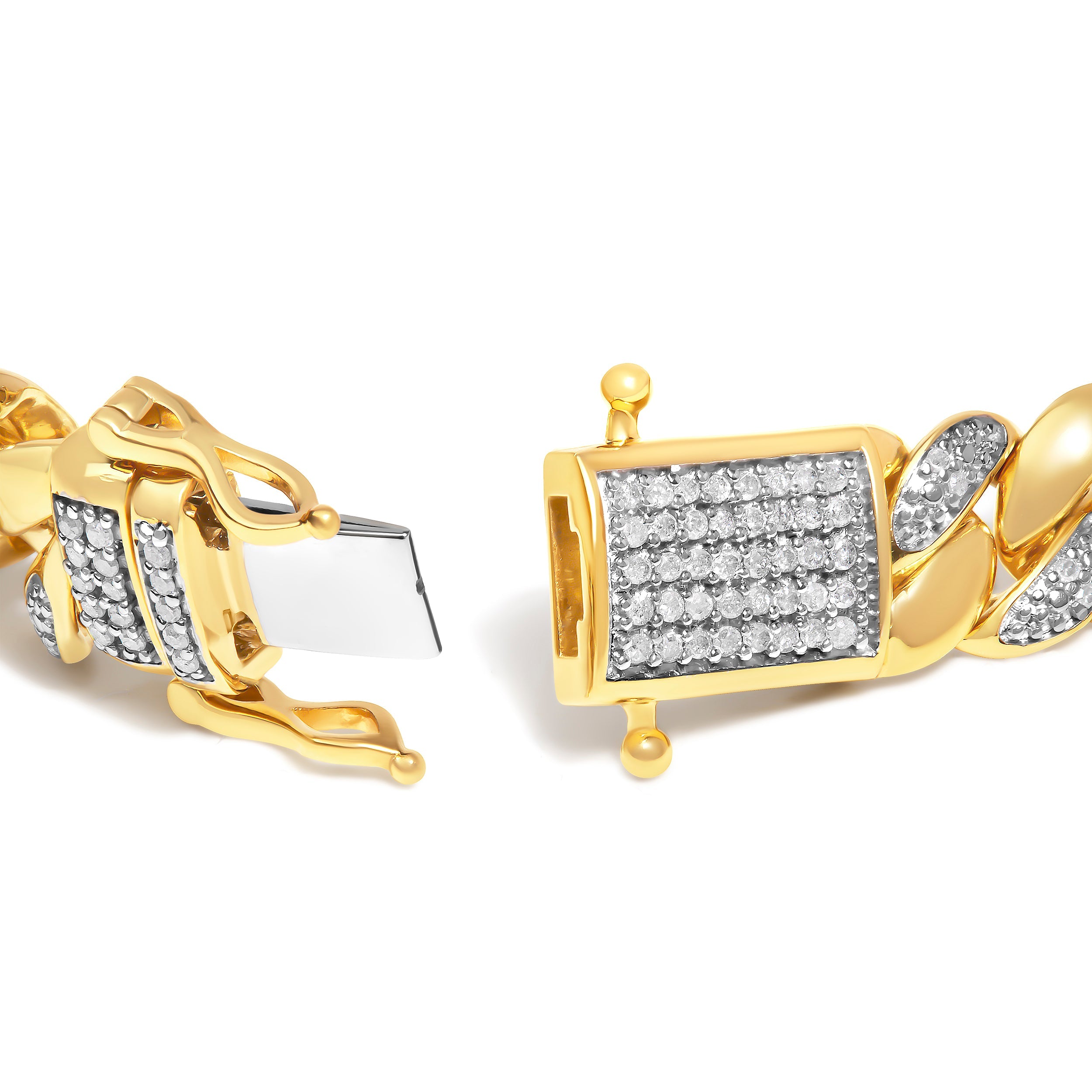 14K Yellow Gold Plated .925 Sterling Silver 3/8 Cttw Diamond Cuban Bracelet I-J Color, I3 Clarity - 7.25" on sale at MyriadMart