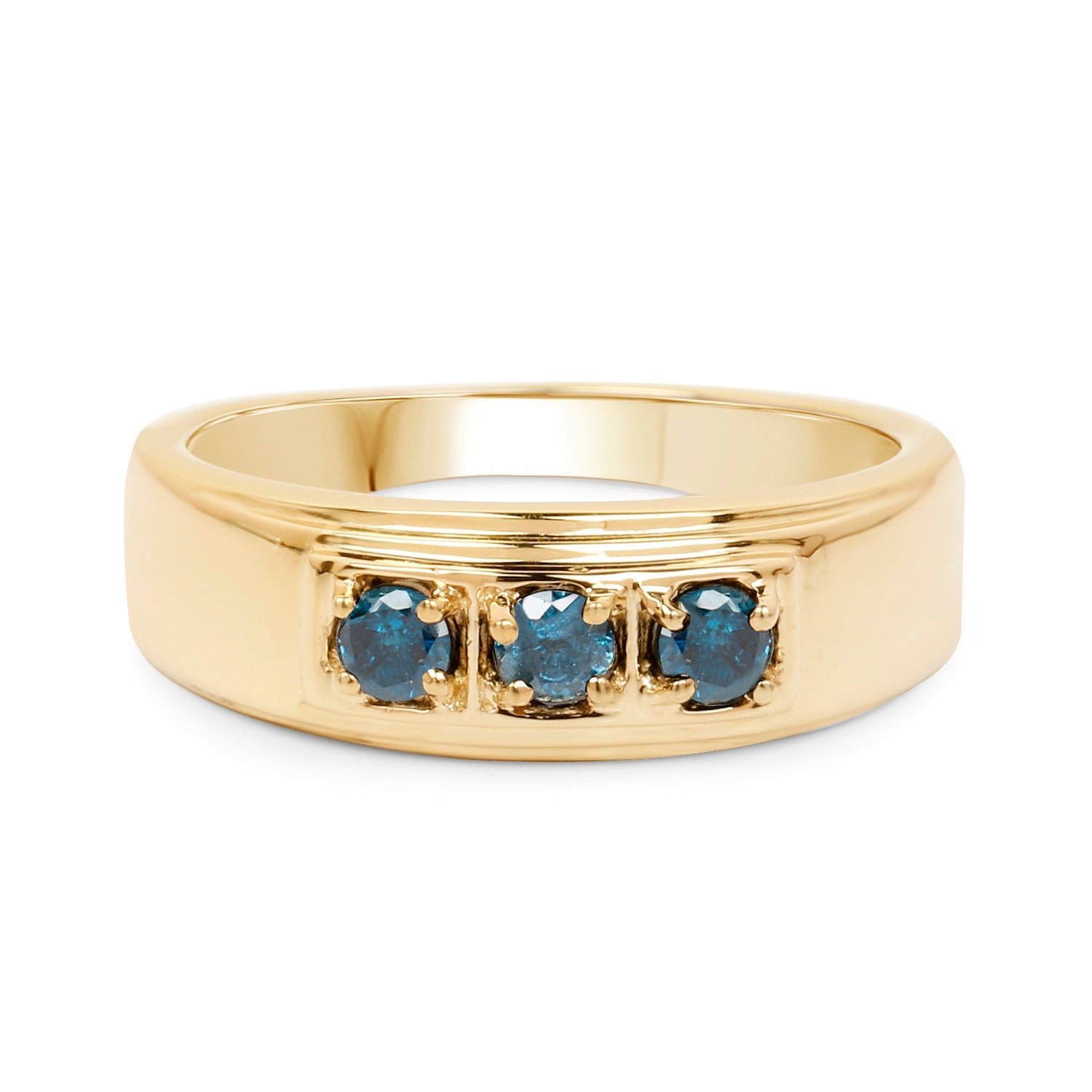 14K Yellow Gold Plated 0.33 Carat Genuine Blue Diamond .925 Sterling Silver Ring on sale at MyriadMart