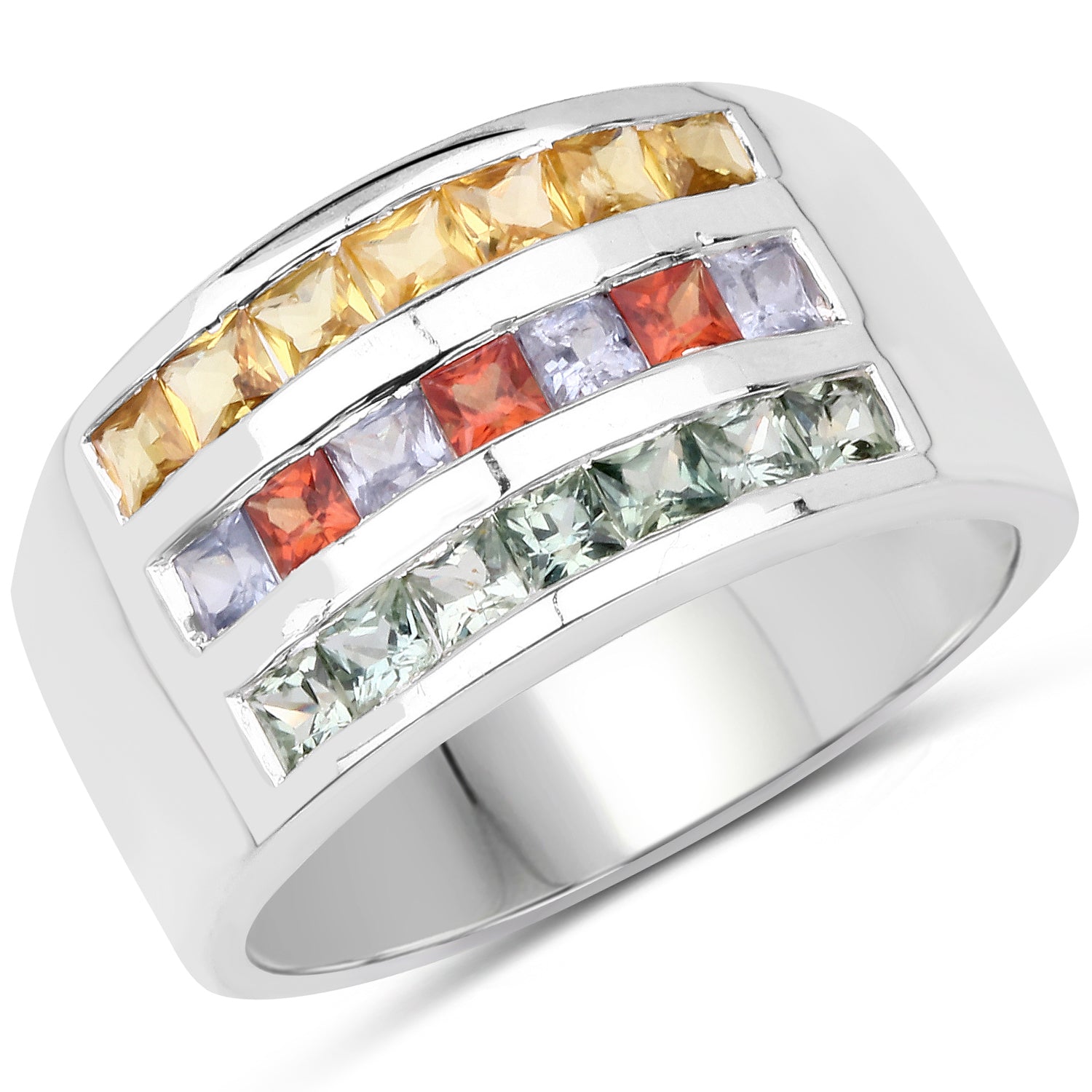 1.69 Carat Genuine Multi Sapphire .925 Sterling Silver Ring on sale at MyriadMart