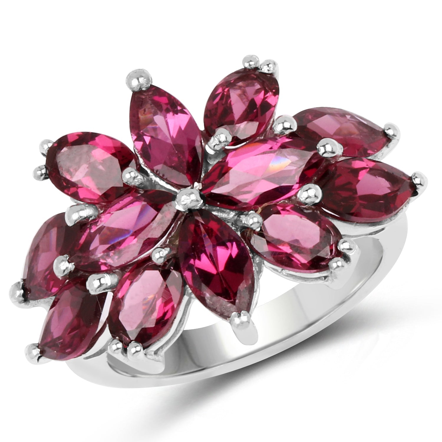 7.80 Carat Genuine Rhodolite .925 Sterling Silver Ring on sale at MyriadMart