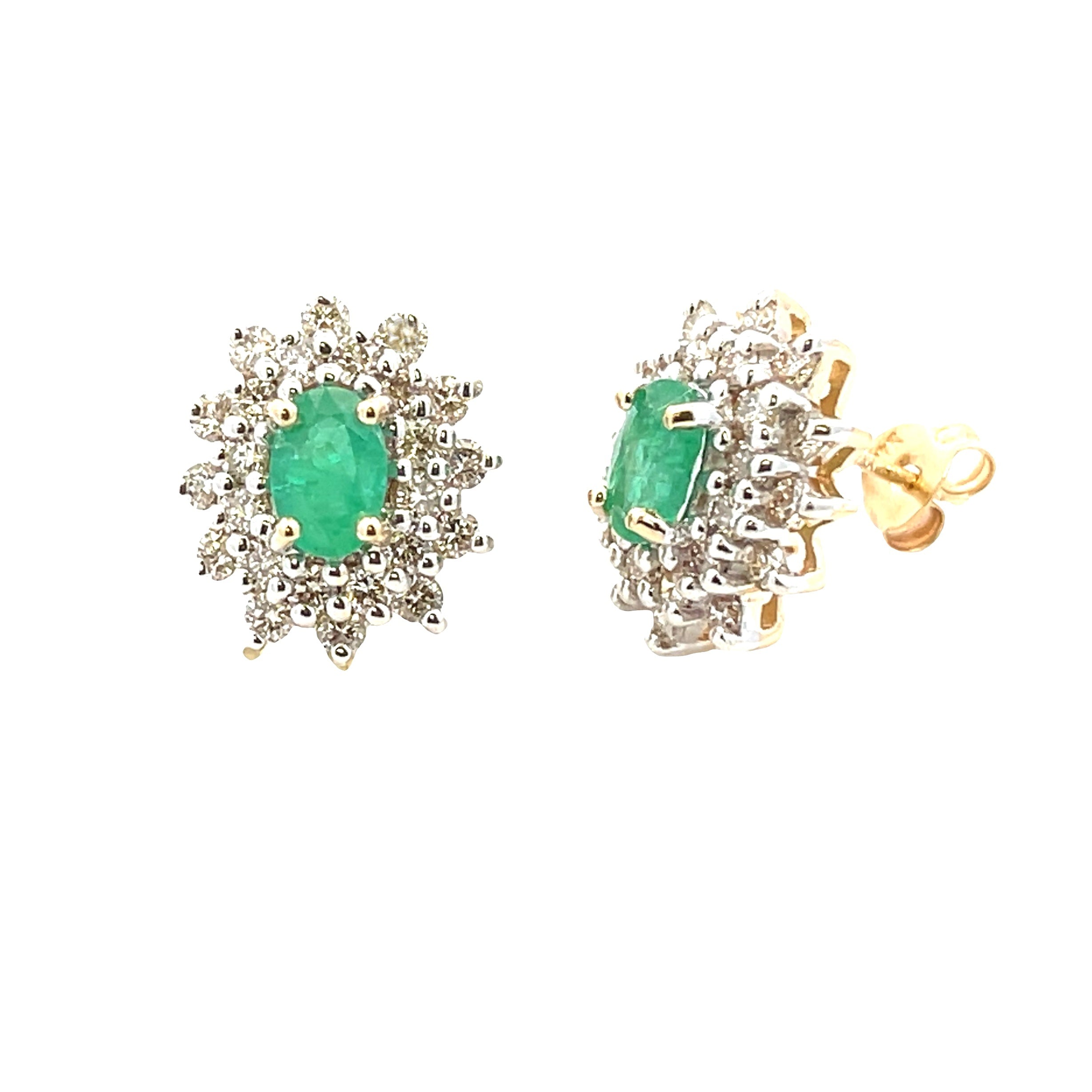 2.06ct Emerald Diamond Earrings 14KT Yellow Gold on sale at MyriadMart