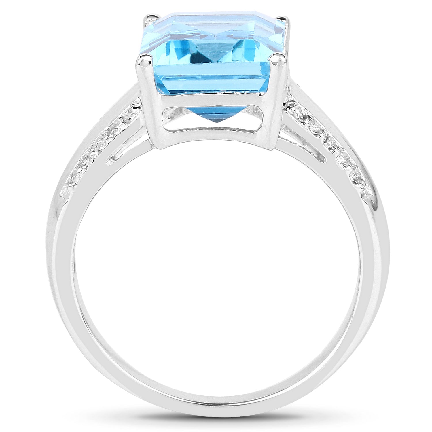 5.78 Carat Genuine Swiss Blue Topaz and White Topaz .925 Sterling Silver Ring on sale at MyriadMart