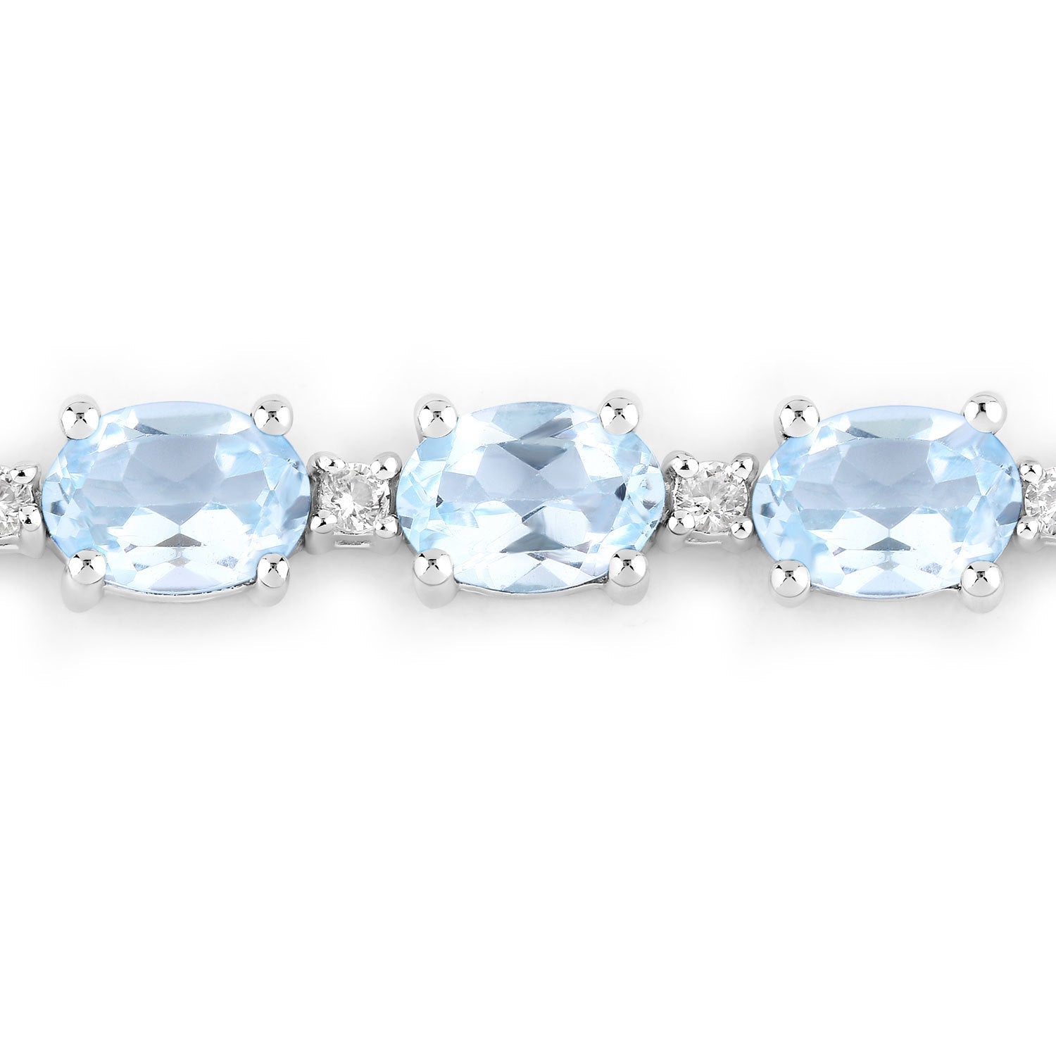 12.83 Carat Genuine Blue Topaz and White Topaz .925 Sterling Silver Bracelet on sale at MyriadMart