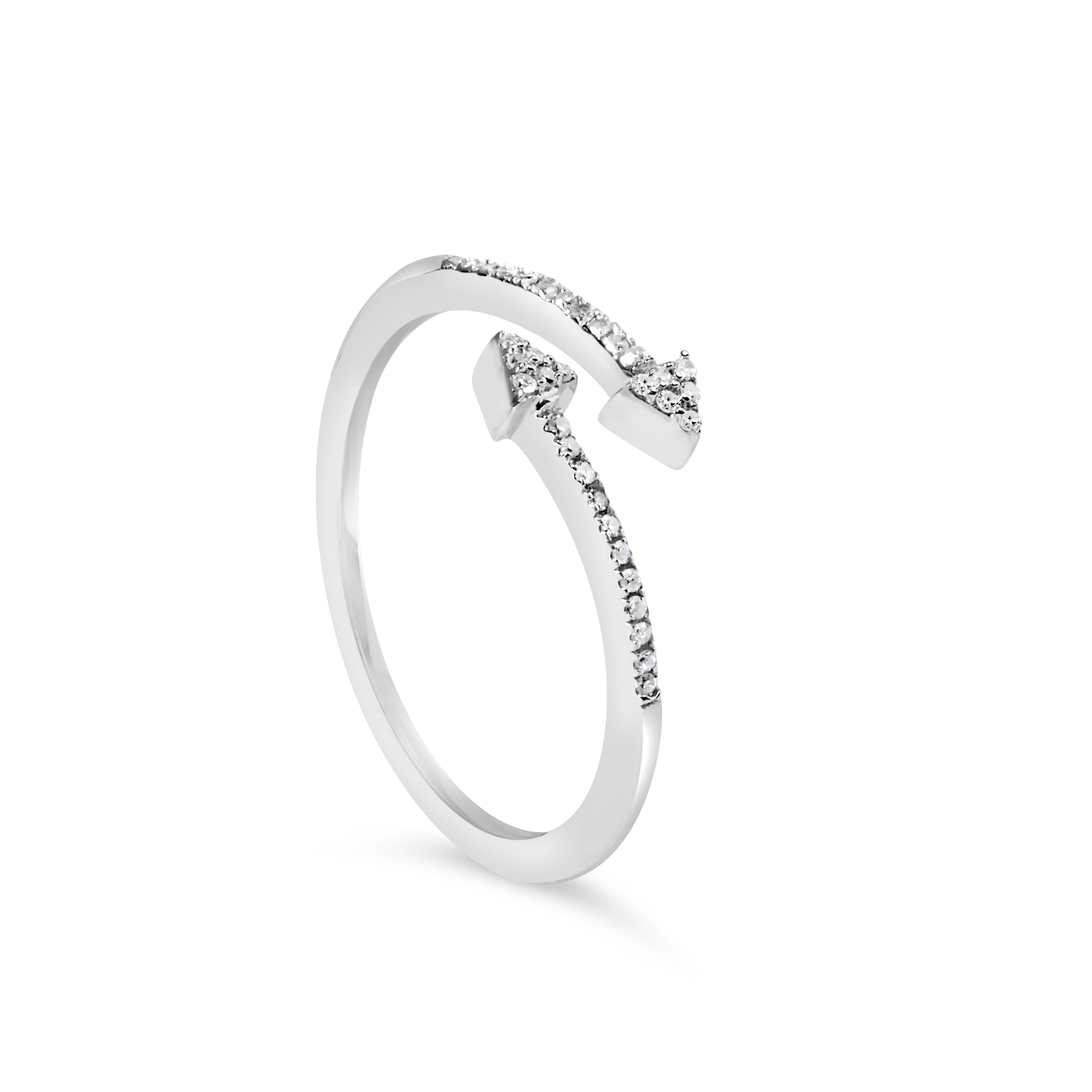 .925 Sterling Silver 1/5 Cttw Diamond Double Arrowhead Open Ring I-J Color, I2-I3 Clarity - Ring Size 6 on sale at MyriadMart