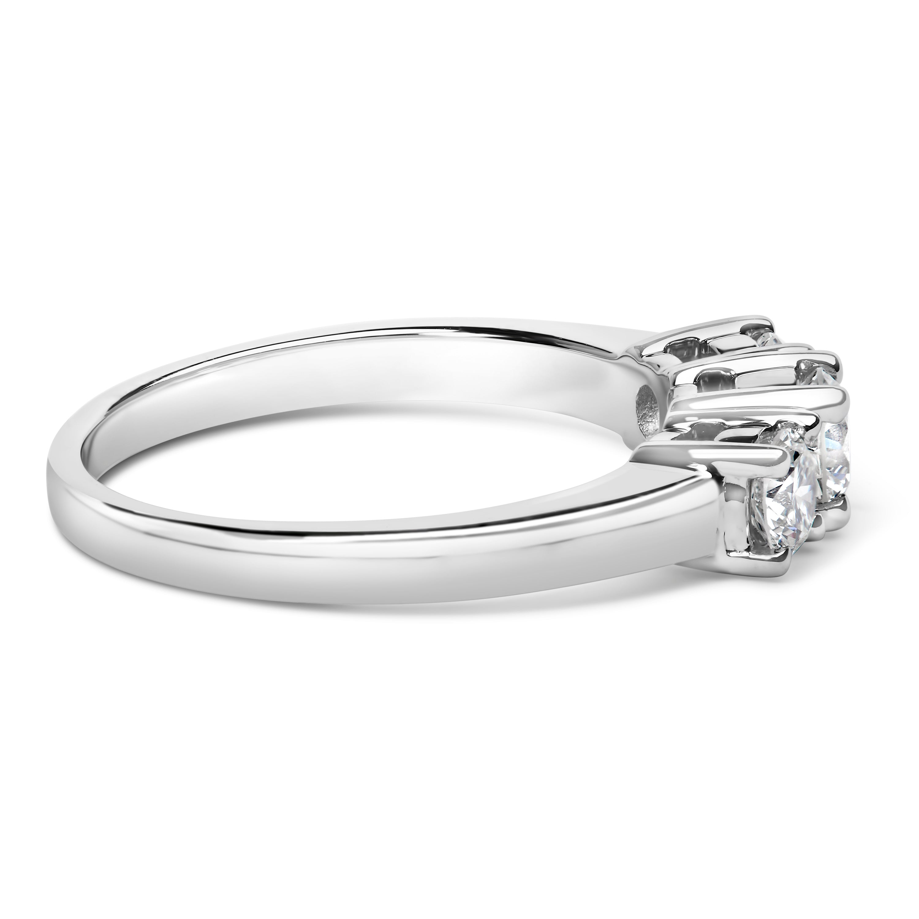 14K White Gold 3/4 Cttw Lab Grown Diamond 3 Stone Ring Band F-G Color, VS2-SI1 Clarity - Size 7 on sale at MyriadMart