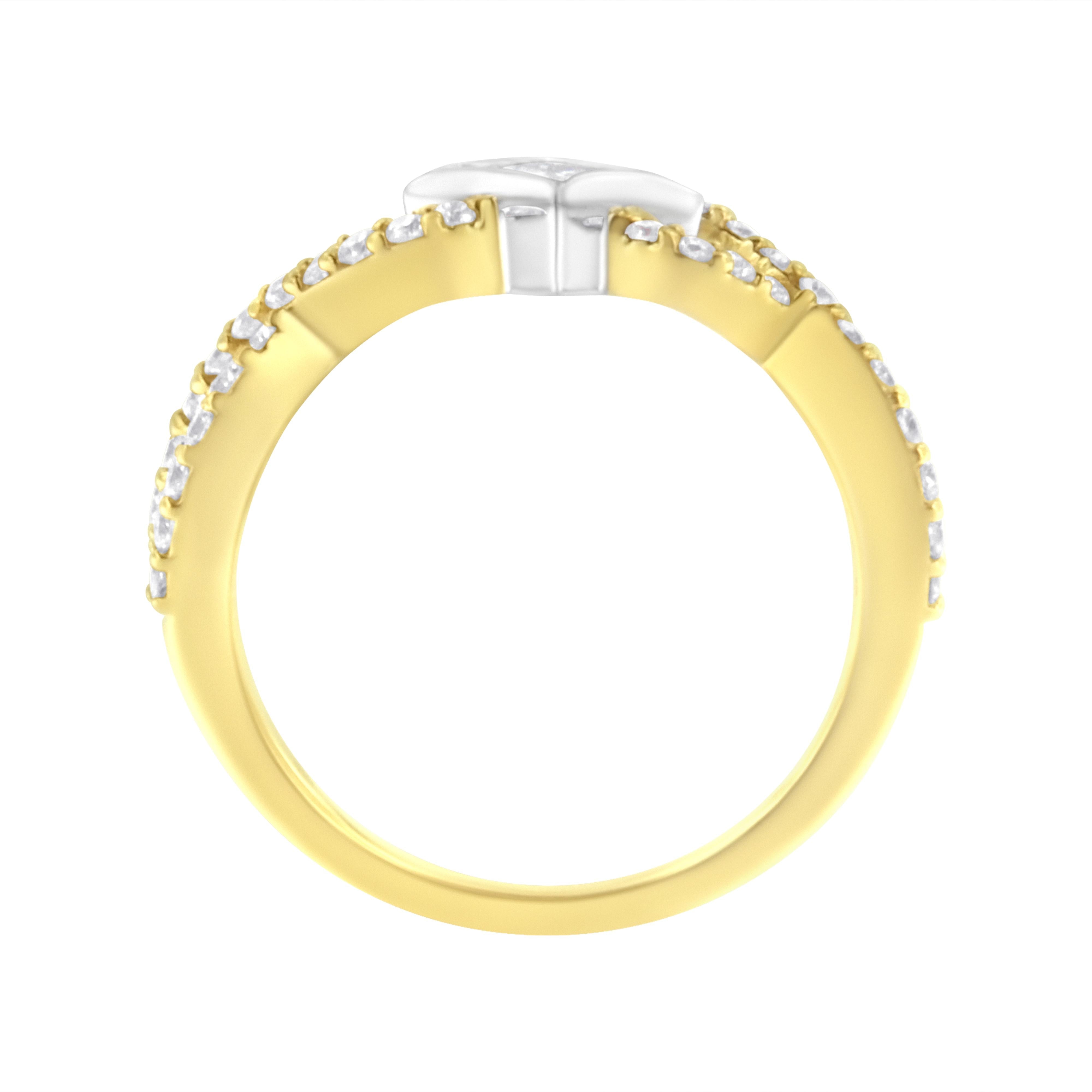 10K Two Tone Color 5/8 Cttw Diamond Kite and Twist Shank Ring H-I Color,SI2-I1 Clarity on sale at MyriadMart