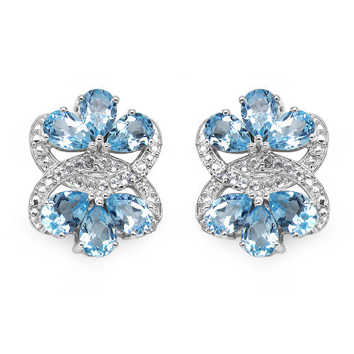 10.26 Carat Genuine Blue Topaz & White Topaz .925 Sterling Silver Earrings on sale at MyriadMart