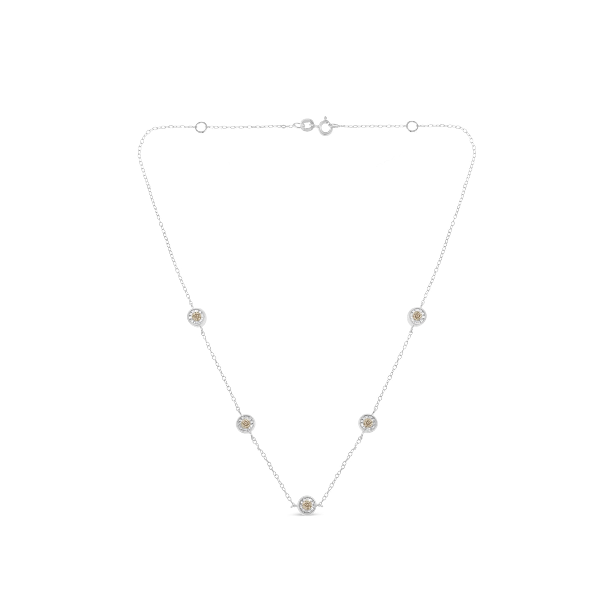 Sterling Silver Diamond Station Necklace 1/2 cttw, I-J Color, I1-I2 Clarity on sale at MyriadMart