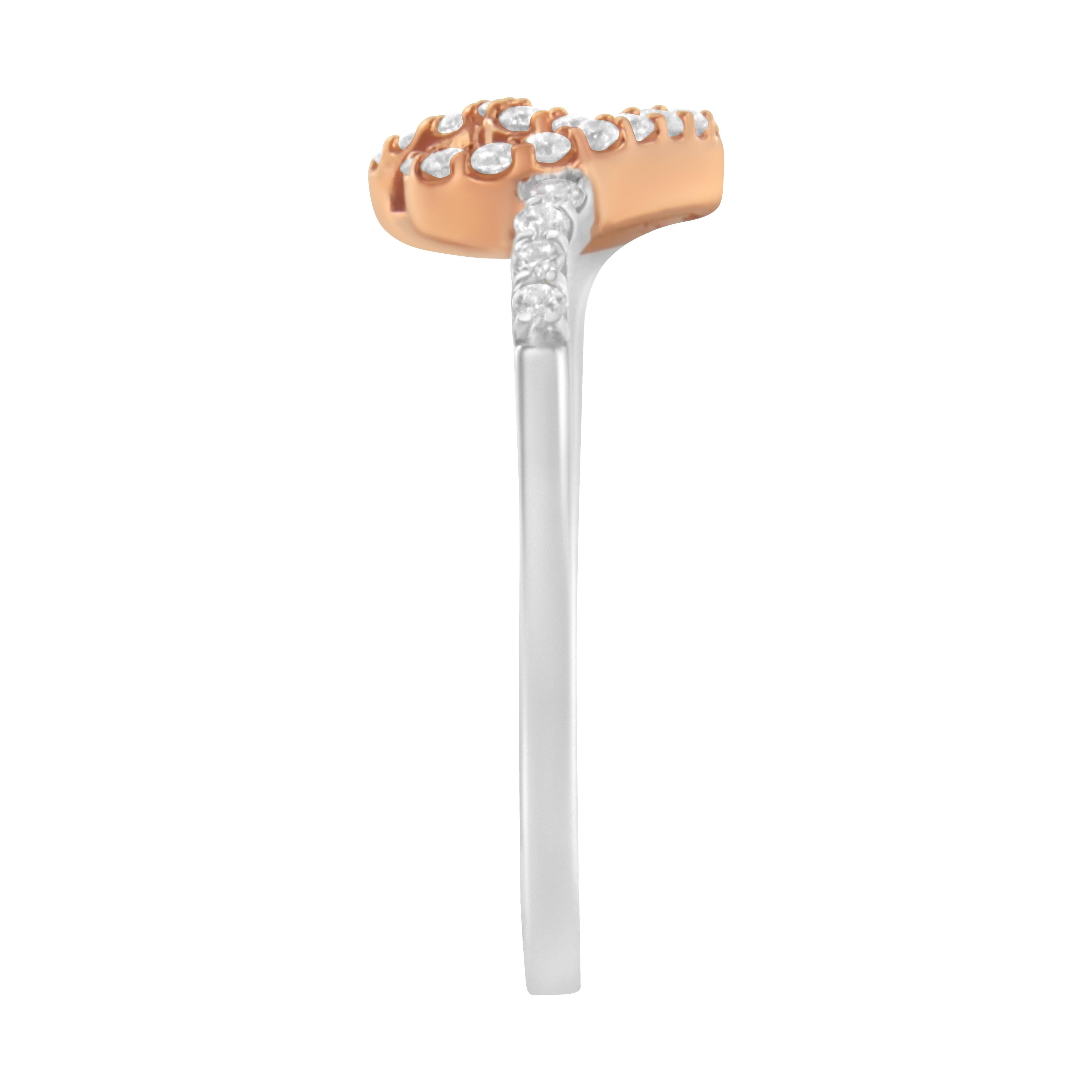 10K Two Toned Gold Diamond Heart Cocktail Ring 1/5 Cttw, H-I Color, I1-I2 Clarity - Size 6-1/2 on sale at MyriadMart
