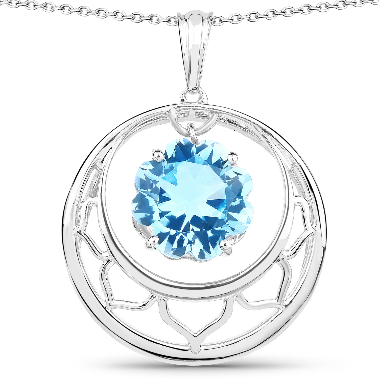 8.75 Carat Genuine Swiss Blue Topaz .925 Sterling Silver Pendant on sale at MyriadMart