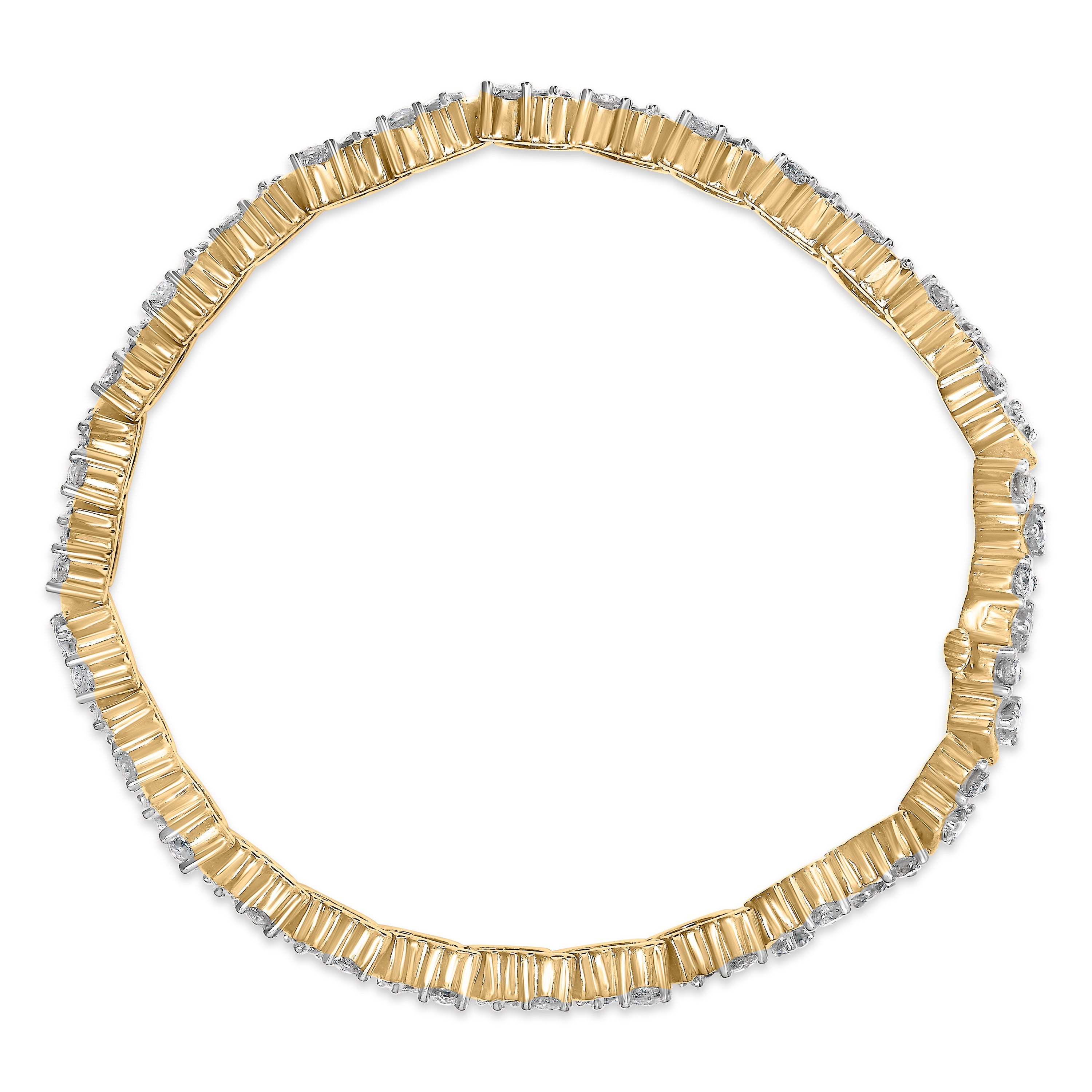 14K Yellow Gold 4.00 Cttw Diamond Triangle Link Tennis Bracelet H-I Color, I1-I2 Clarity - 7" Inches on sale at MyriadMart