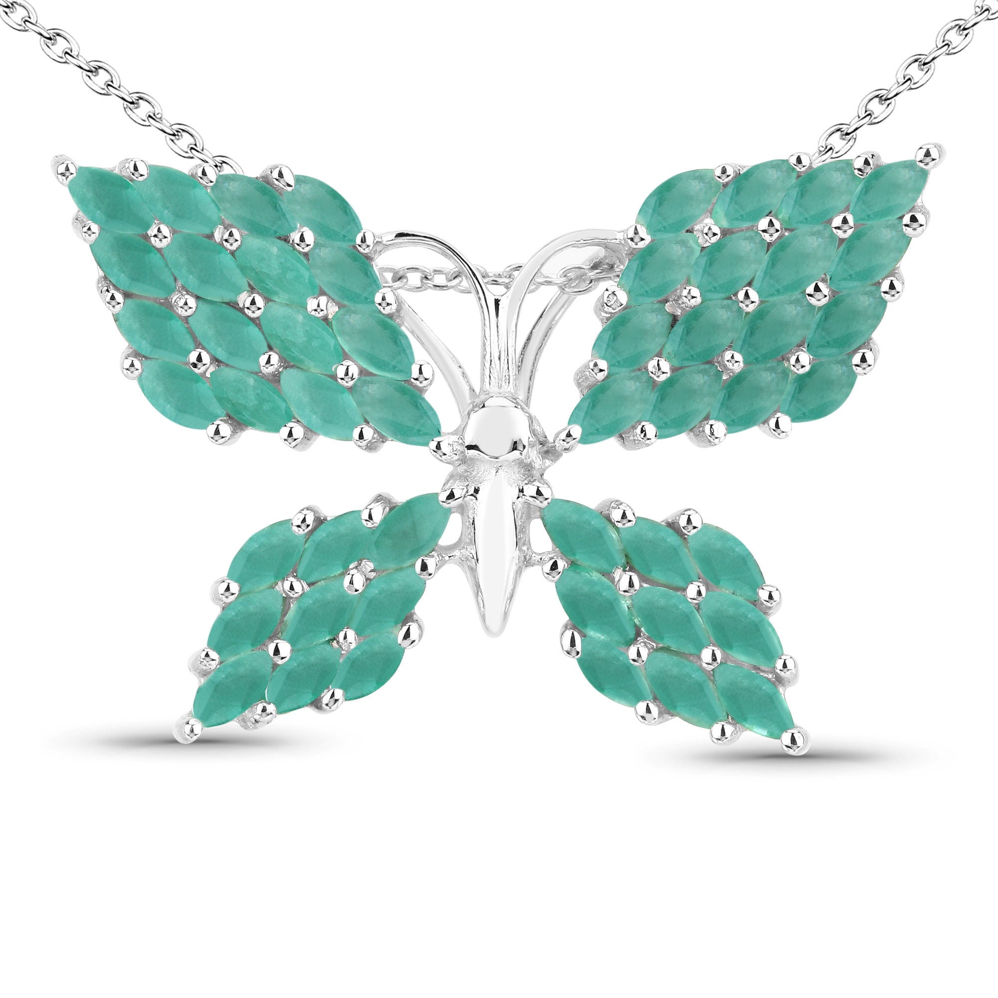 3.12 Carat Genuine Emerald .925 Sterling Silver Pendant on sale at MyriadMart