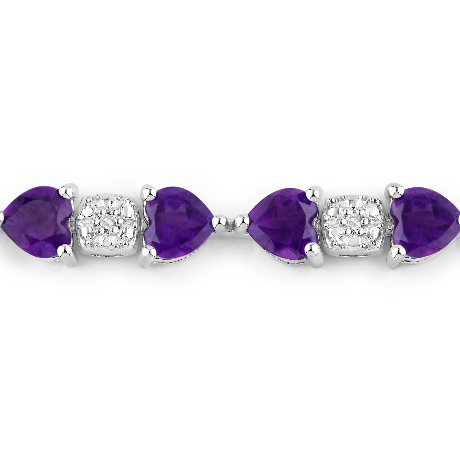 9.56 Carat Genuine Amethyst and White Diamond .925 Sterling Silver Bracelet on sale at MyriadMart