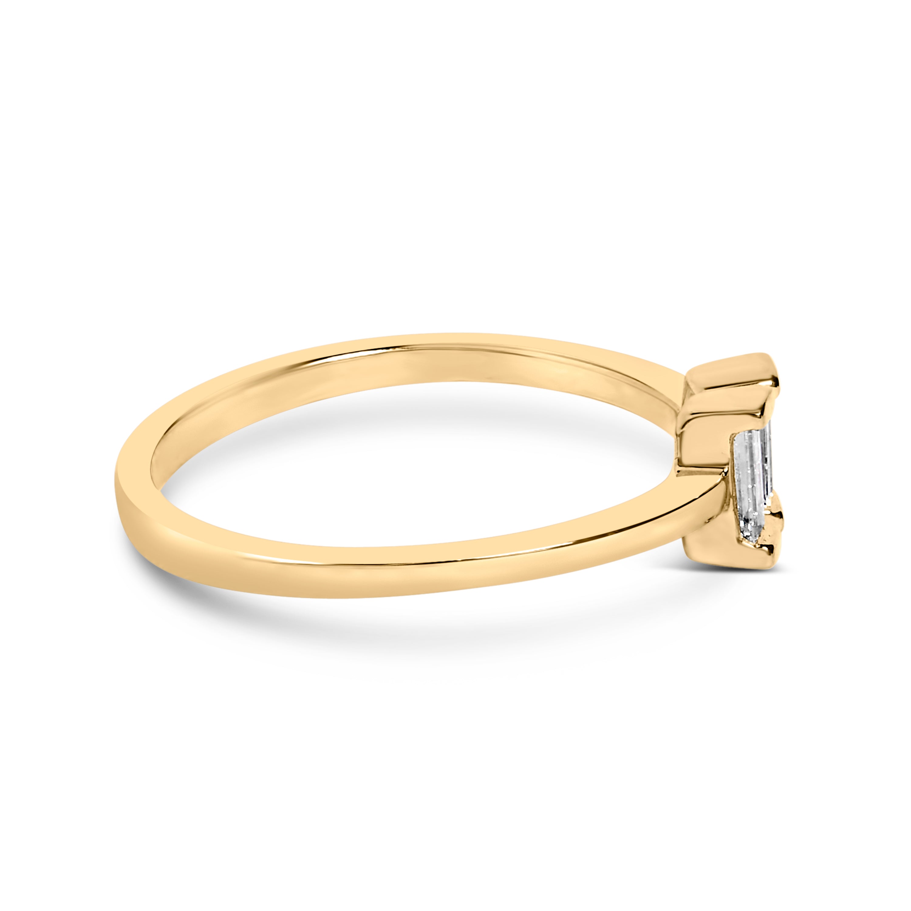 14K Yellow Gold Plated Sterling Silver 1/5 Cttw Baguette Diamond Open Band Ring on sale at MyriadMart