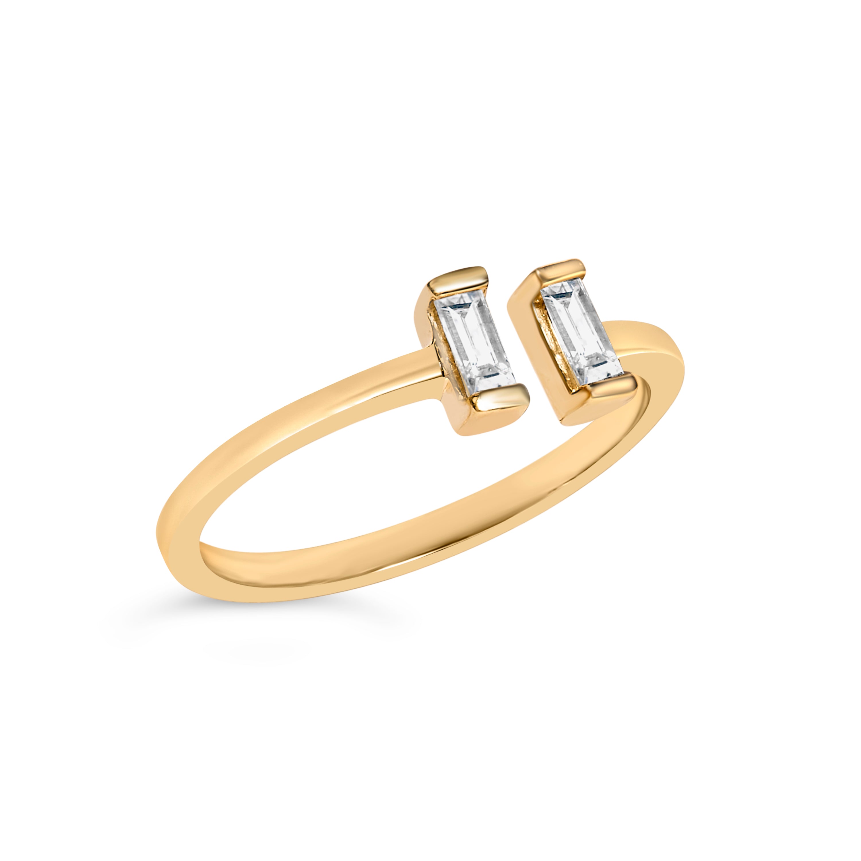 14K Yellow Gold Plated Sterling Silver 1/5 Cttw Baguette Diamond Open Band Ring on sale at MyriadMart