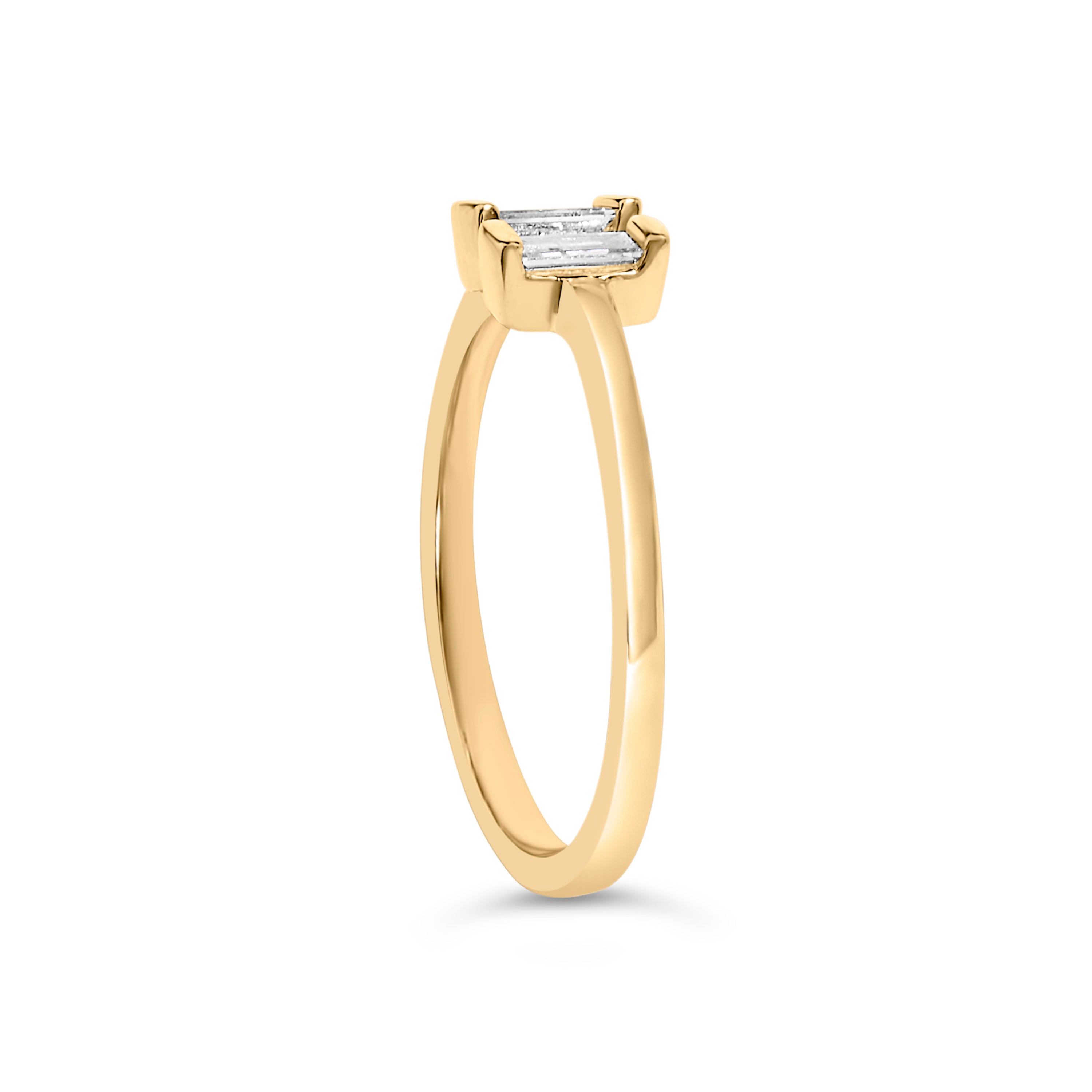 14K Yellow Gold Plated Sterling Silver 1/5 Cttw Baguette Diamond Open Band Ring on sale at MyriadMart