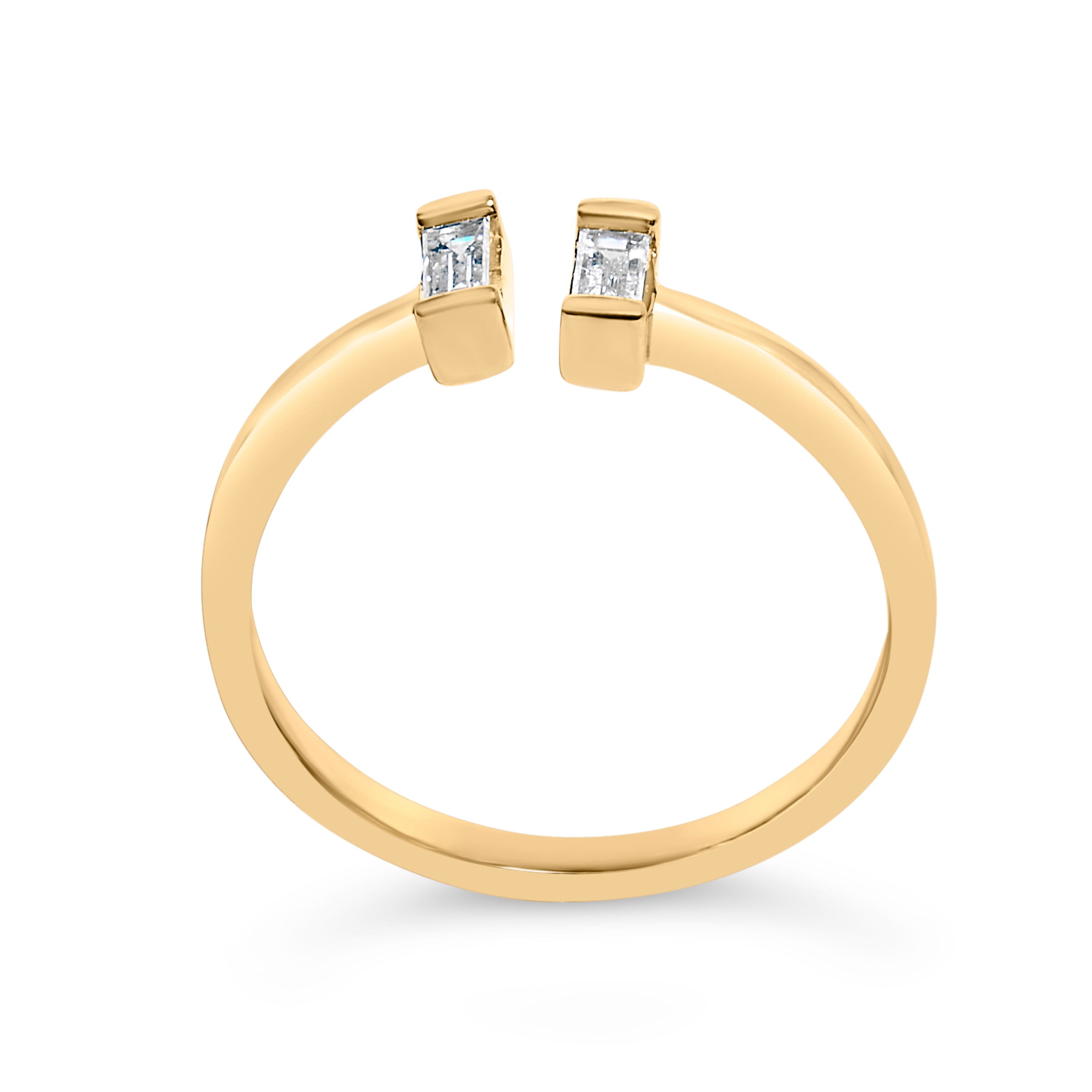 14K Yellow Gold Plated Sterling Silver 1/5 Cttw Baguette Diamond Open Band Ring on sale at MyriadMart
