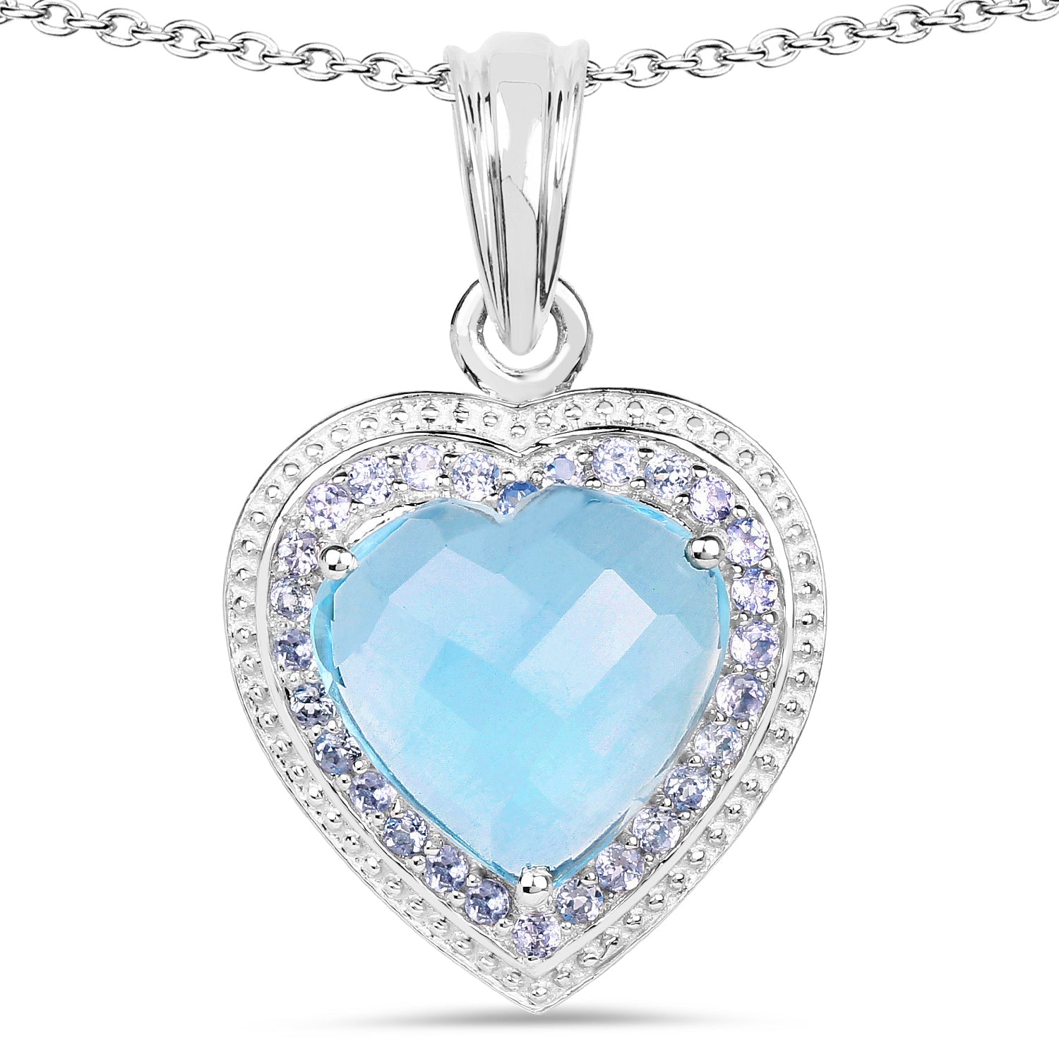 7.36 Carat Genuine Blue Topaz and Tanzanite .925 Sterling Silver Pendant on sale at MyriadMart
