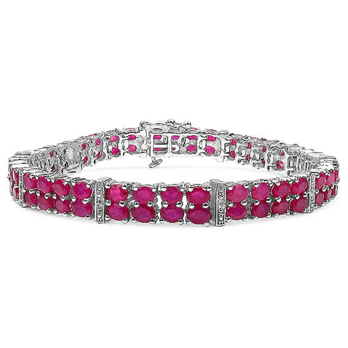 16.77 Carat Genuine Glass Filled Ruby & White Topaz .925 Sterling Silver Bracelet on sale at MyriadMart