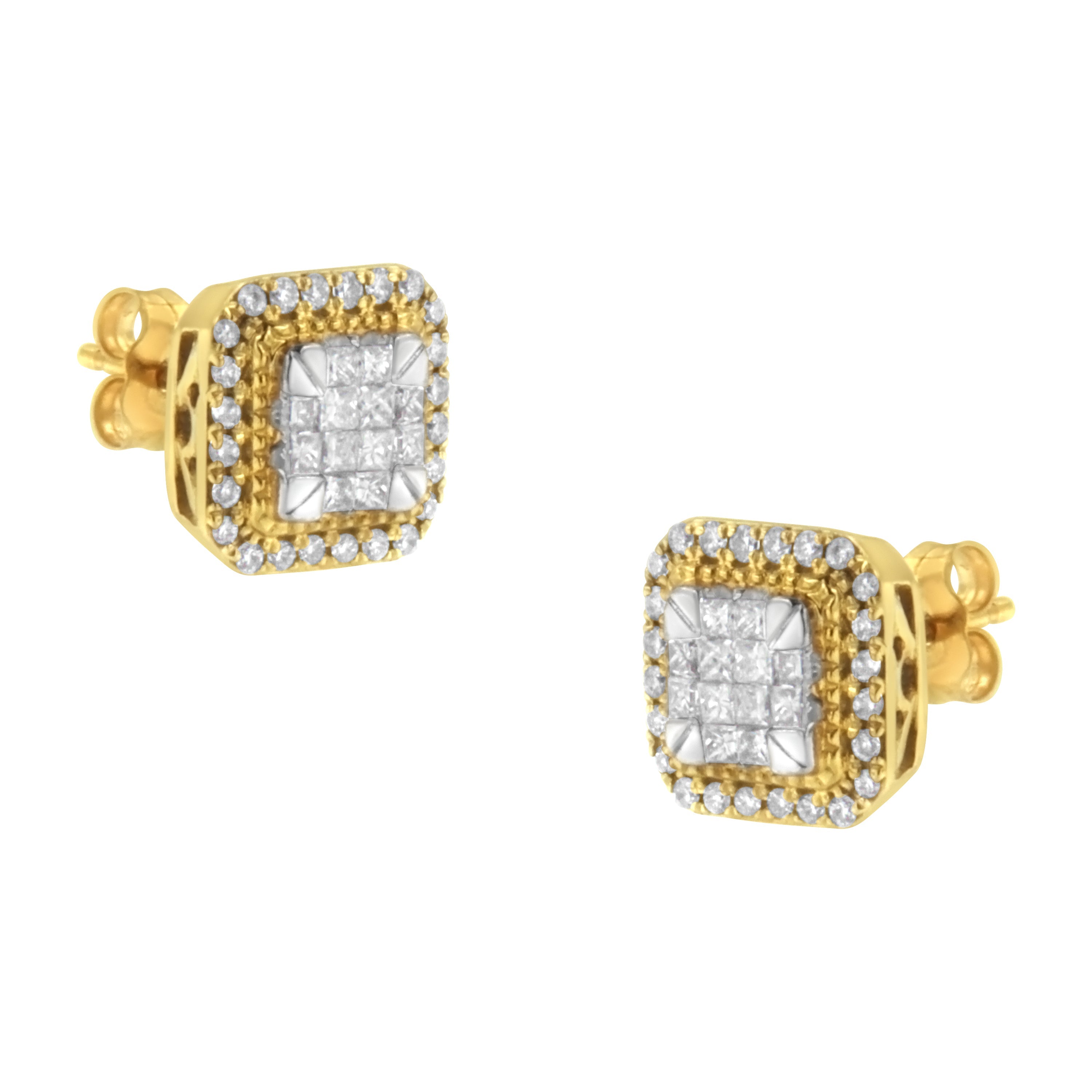 10KT Yellow Gold Diamond Stud Earrings 1/2 cttw, H-I Color, SI2-I1 Clarity on sale at MyriadMart