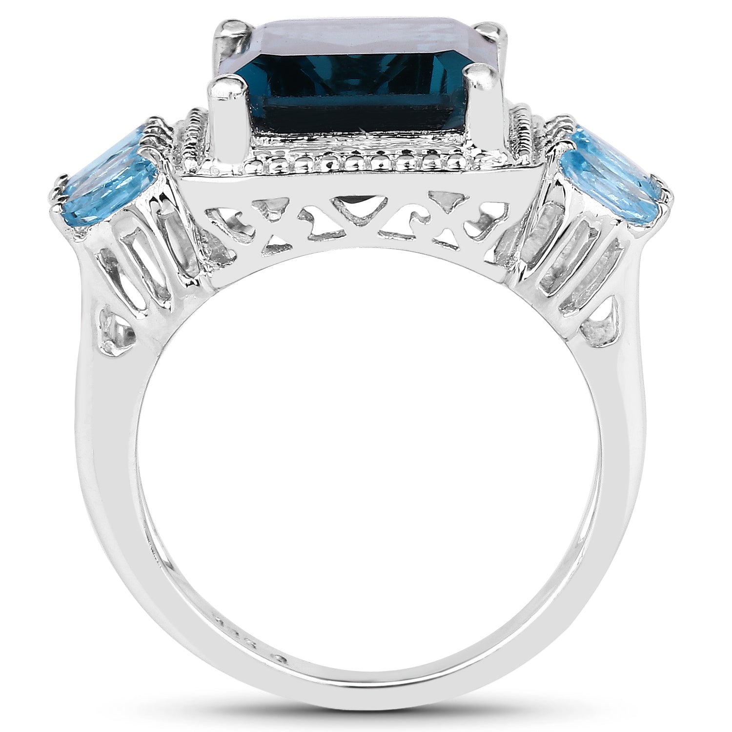 8.17 Carat Genuine London Blue Topaz and Swiss Blue Topaz .925 Sterling Silver Ring on sale at MyriadMart