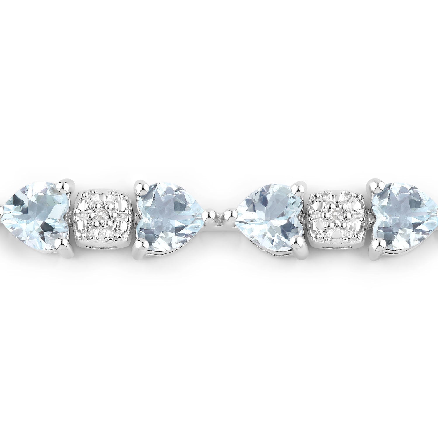 7.36 Carat Genuine Aquamarine and White Diamond .925 Sterling Silver Bracelet on sale at MyriadMart
